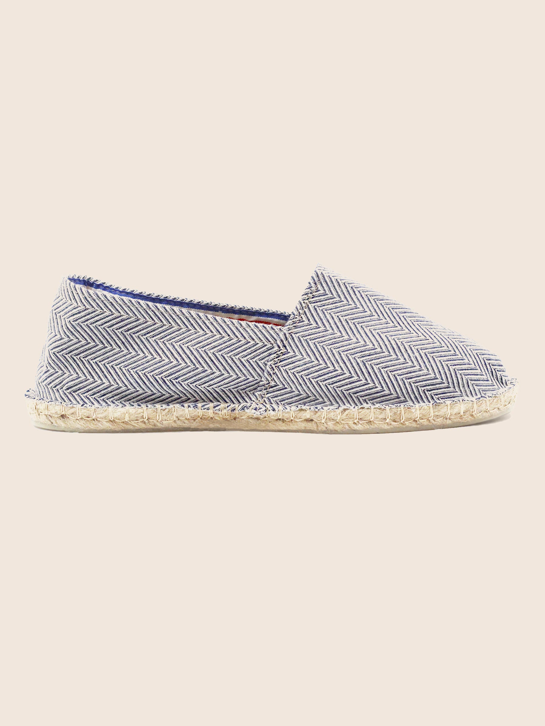 vue interieur espadrilles toile coton recycle blanc bleu jules & jenn