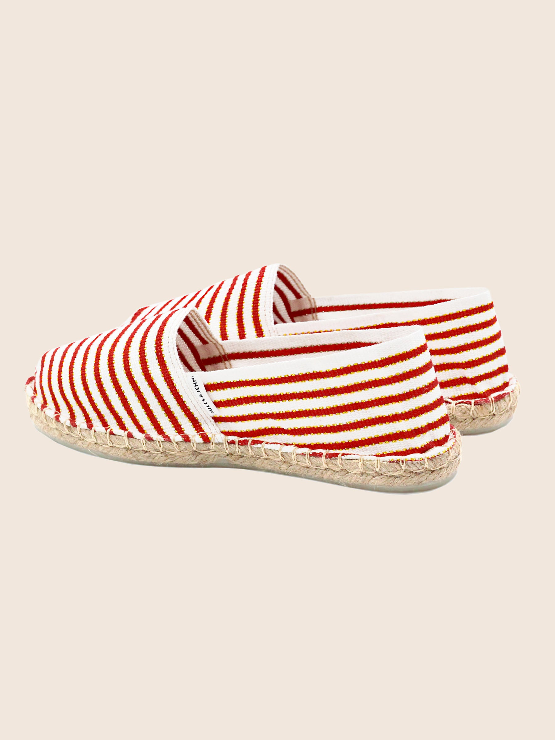vue arriere espadrilles toile coton rouge dore jules jenn