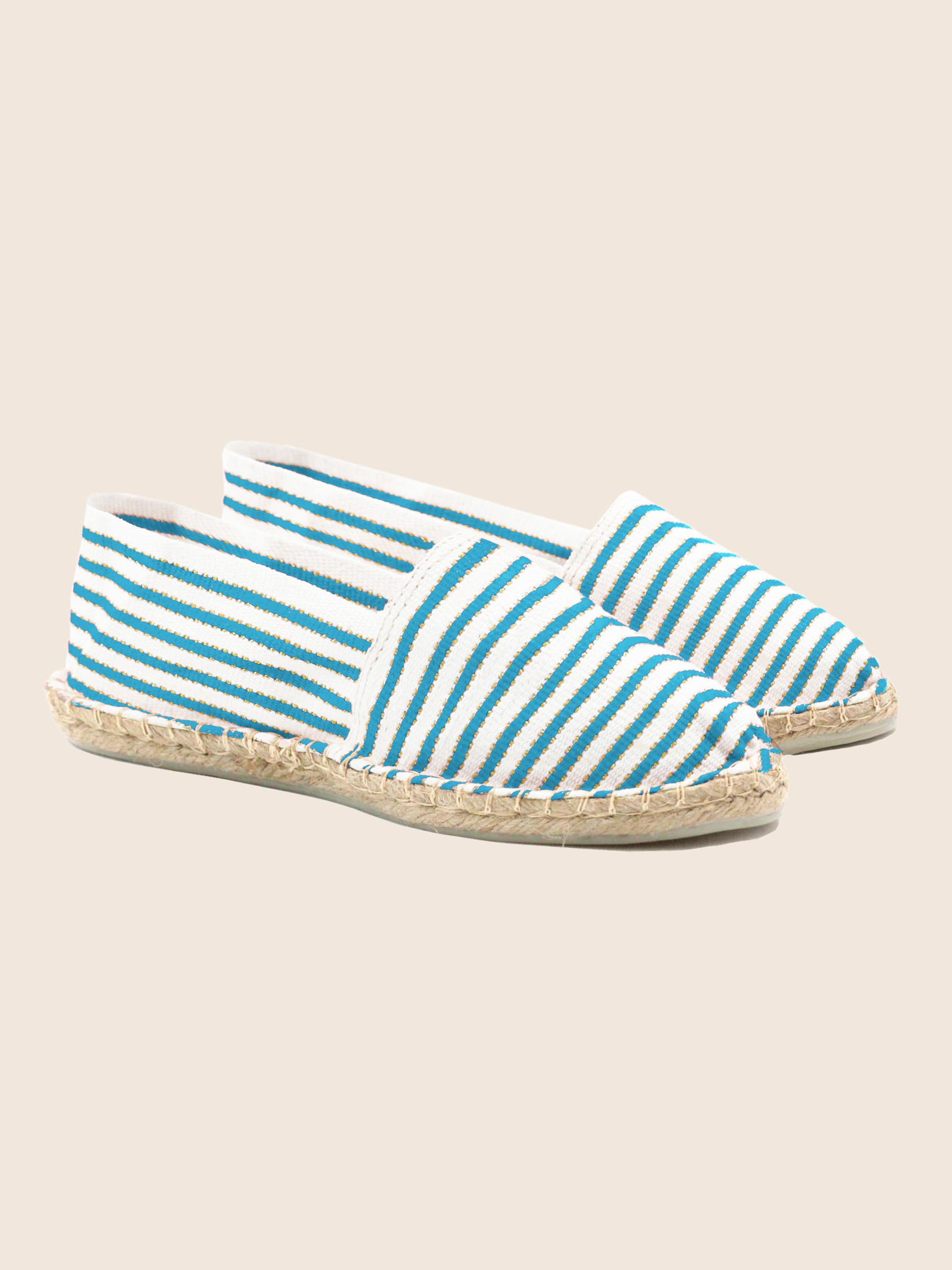 espadrilles toile coton turquoise dore jules & jenn