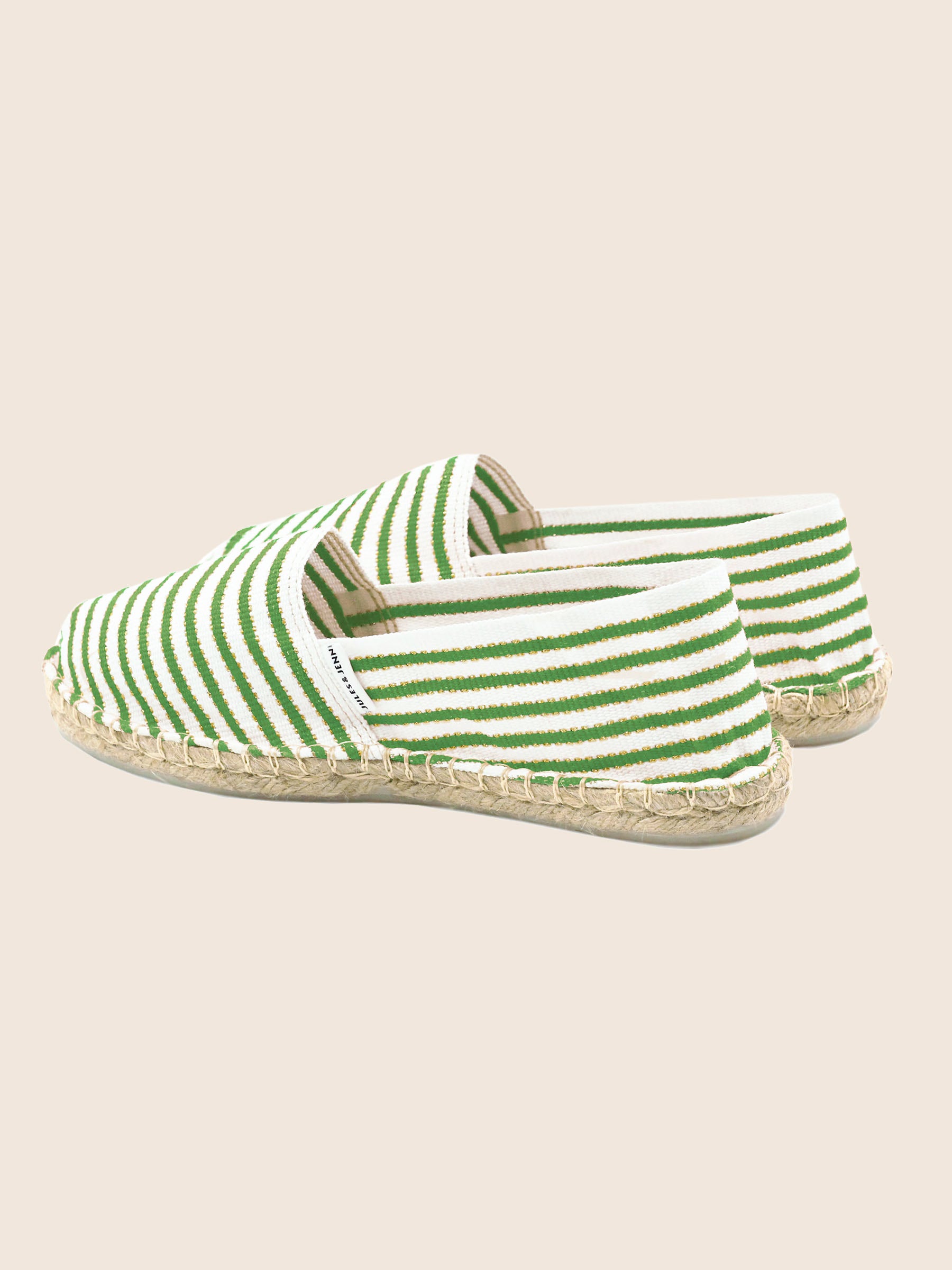 vue arriere espadrilles toile coton vert dore jules jenn