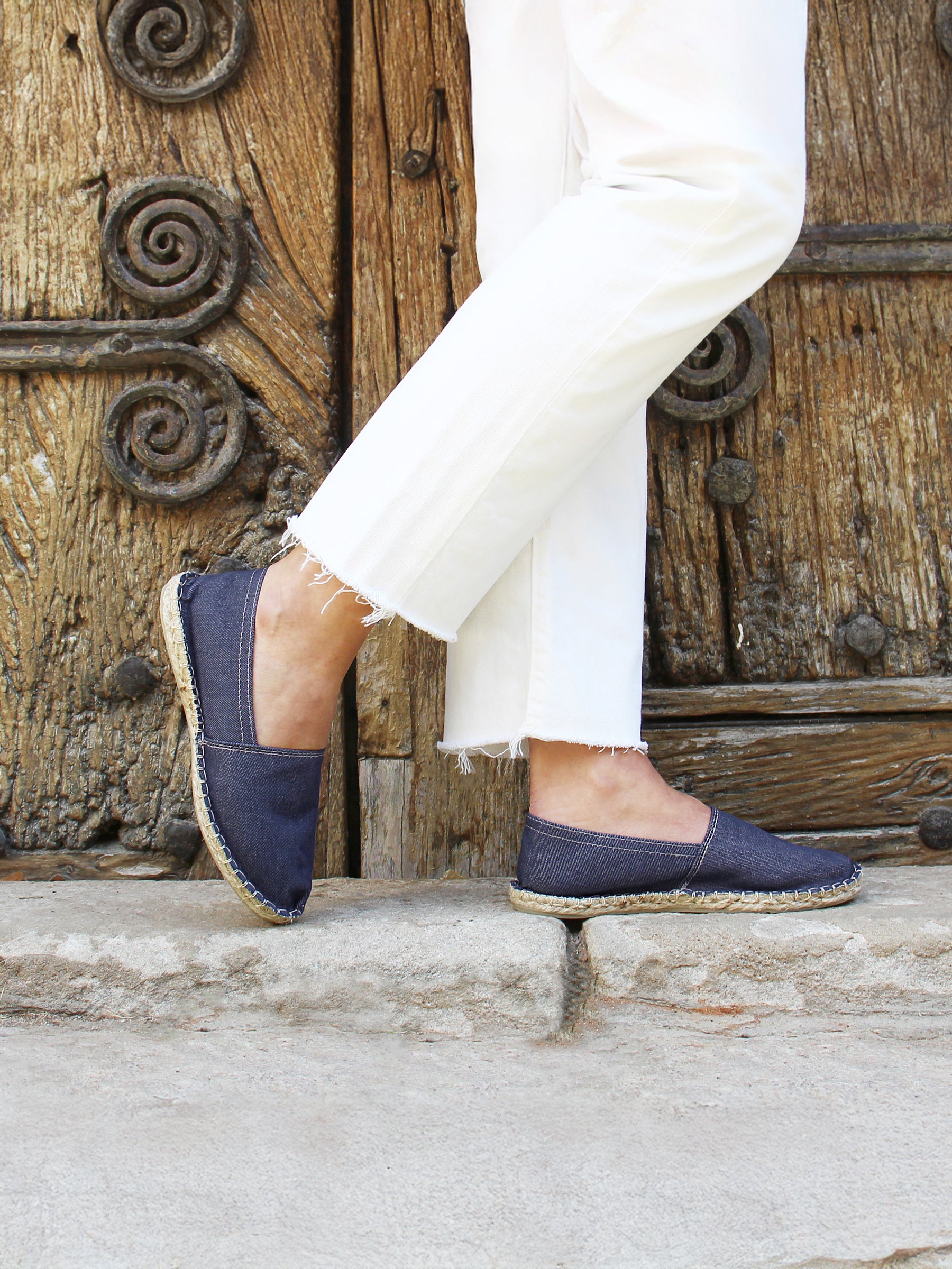 vue portée espadrilles toile jean bleu jules jenn