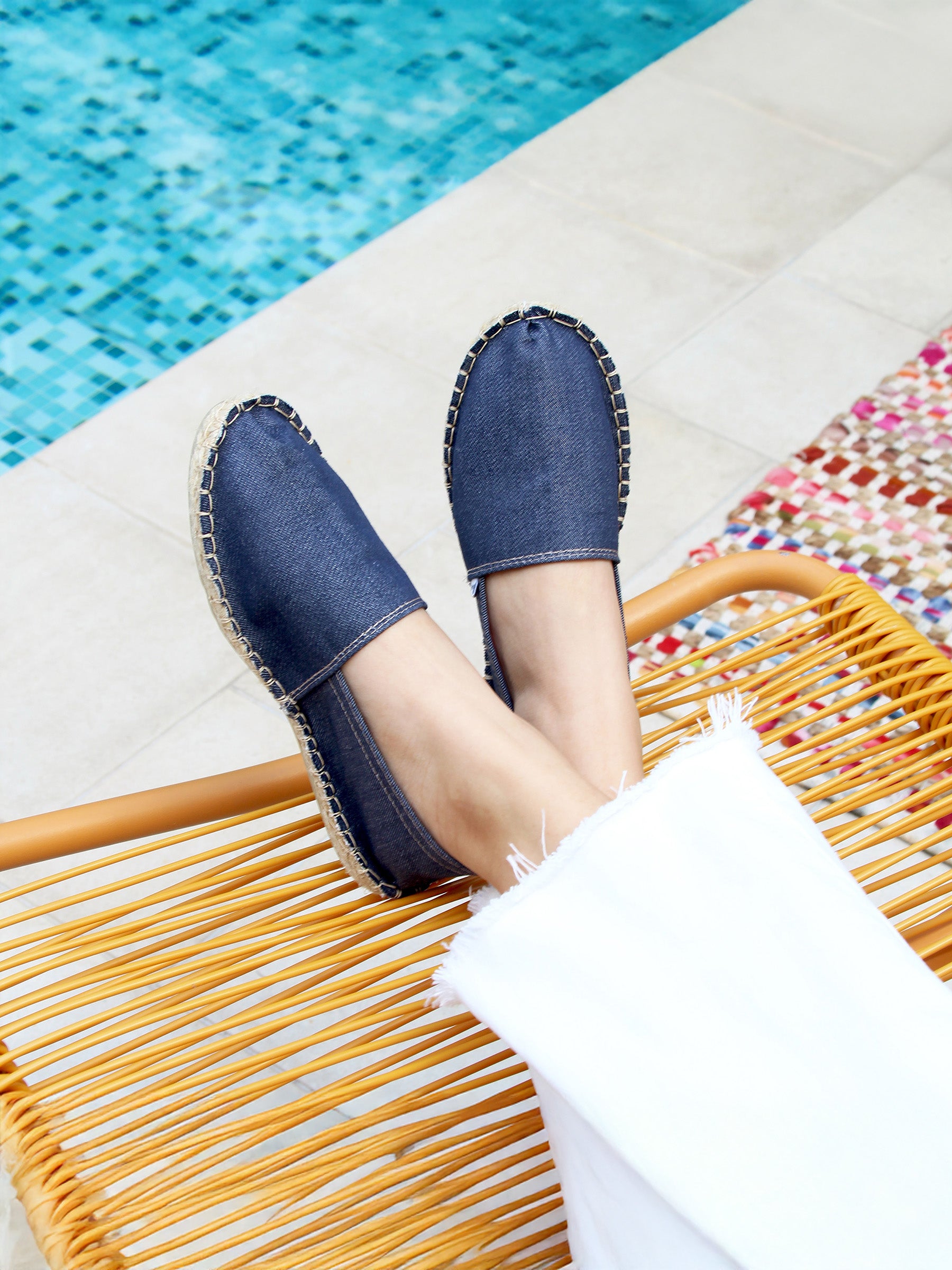 vue portée espadrilles toile jean bleu jules jenn