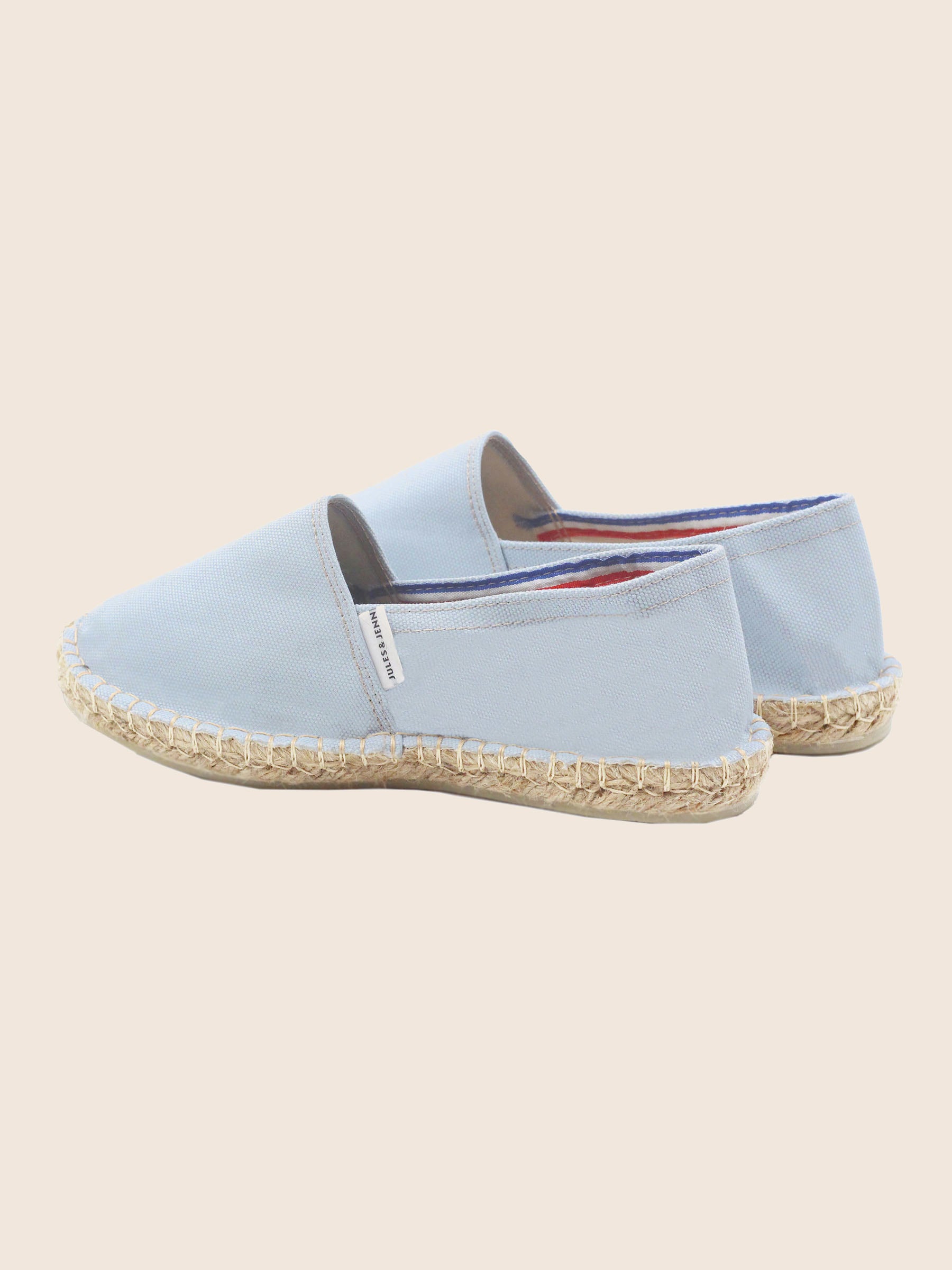 vue arriere espadrilles toile coton recycle bleu clair jules & jenn