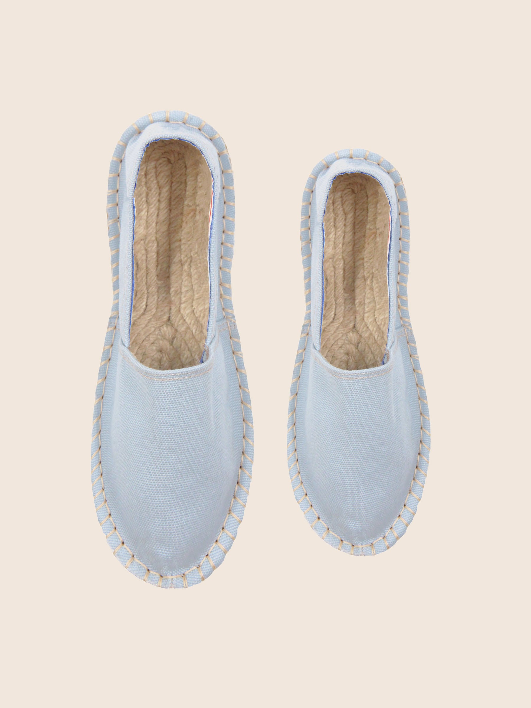 vue dessus espadrilles toile coton recycle bleu clair jules & jenn