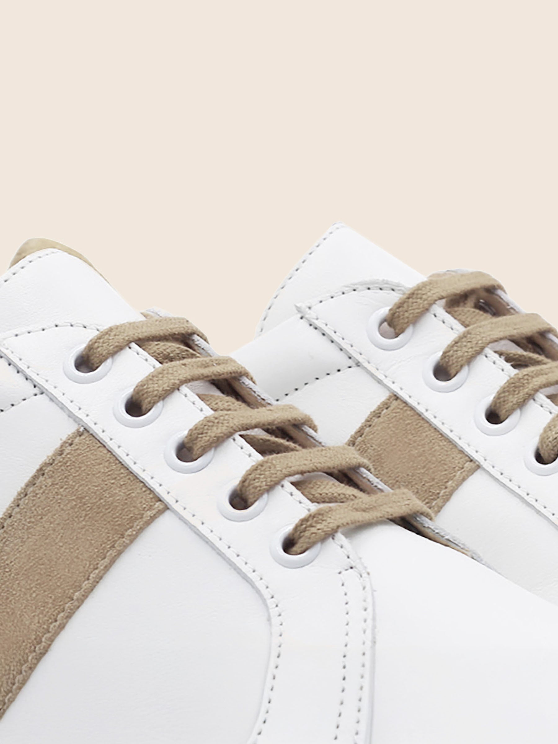 Lacets plats coton beige