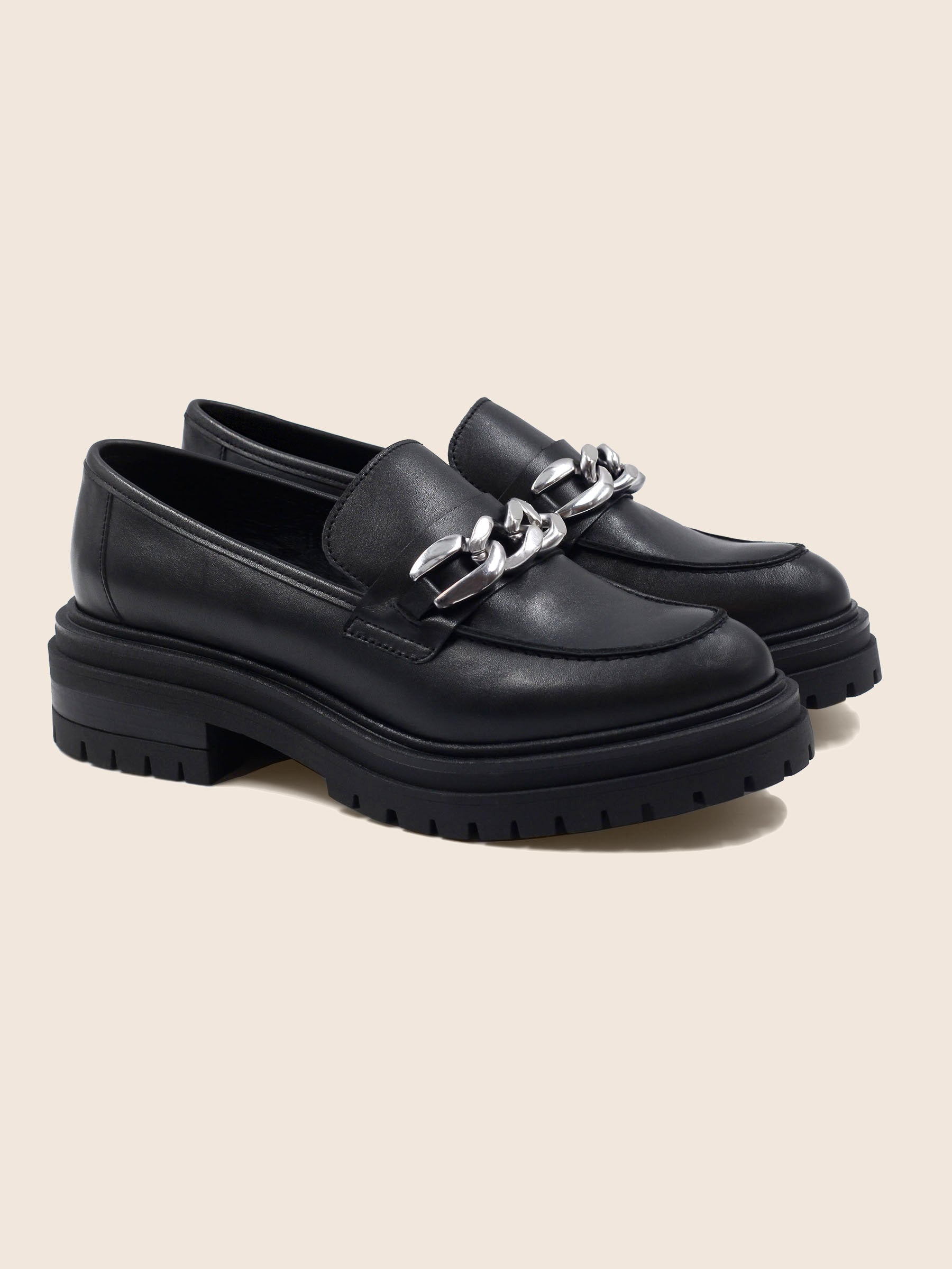 mocassins crantes cuir noir jules & jenn