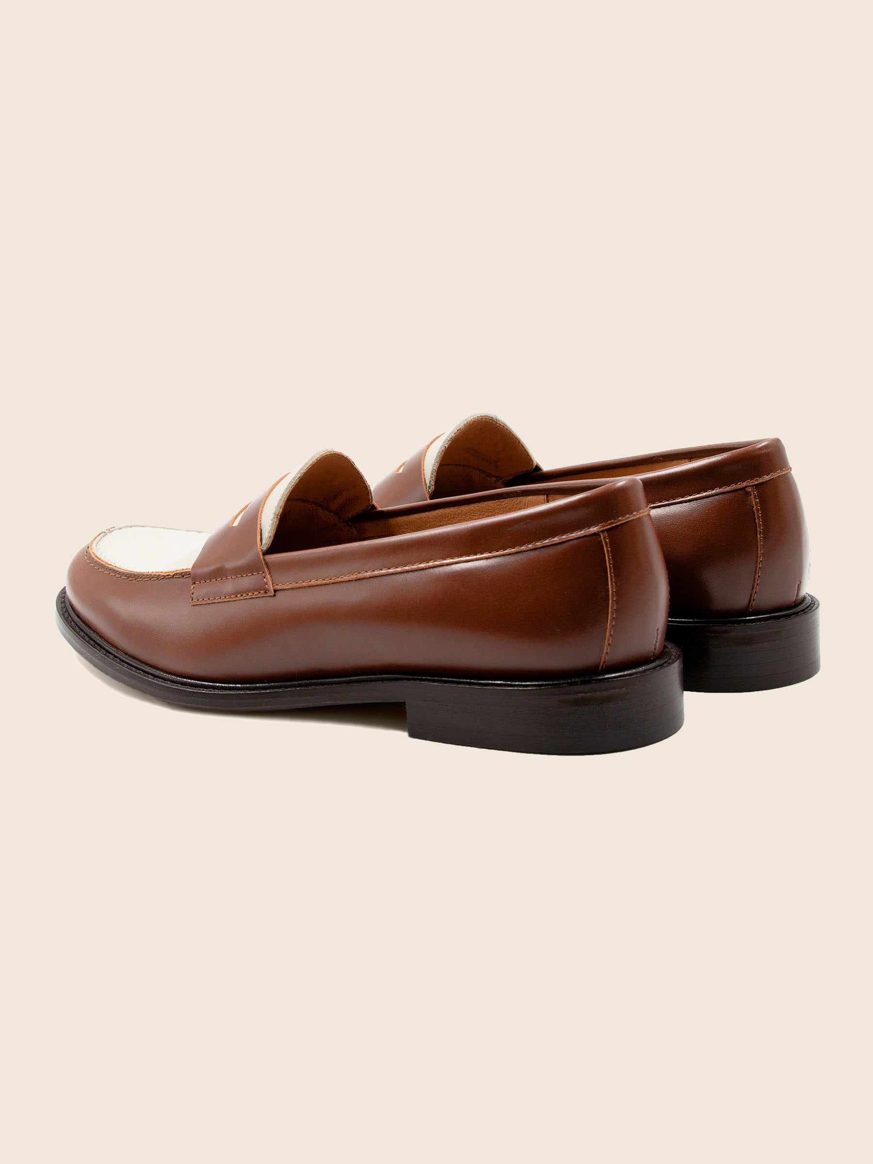 vue arriere mocassins cuir cognac blanc jules jenn