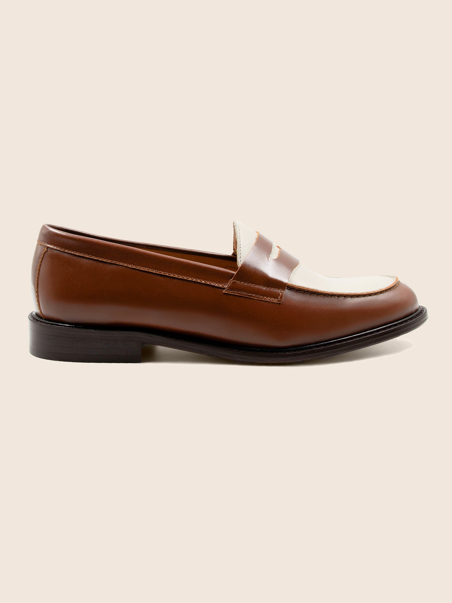 vue profil mocassins cuir cognac blanc jules jenn