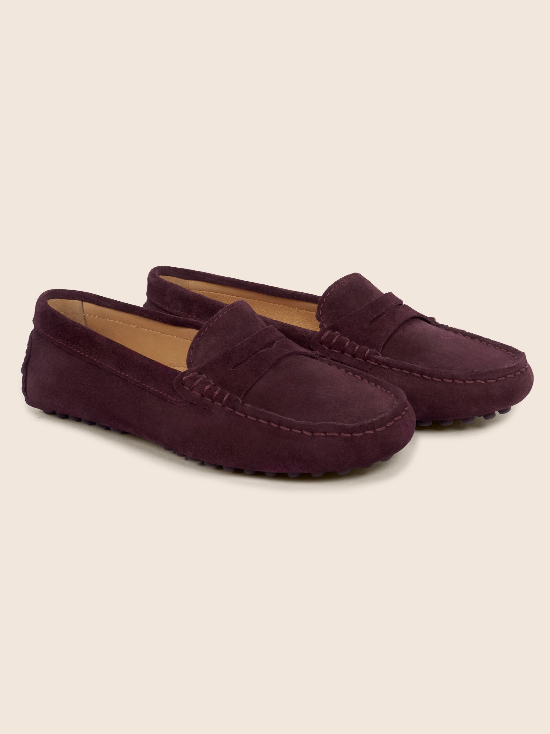 photo vue avant mocassins cuir daim bordeaux jules jenn