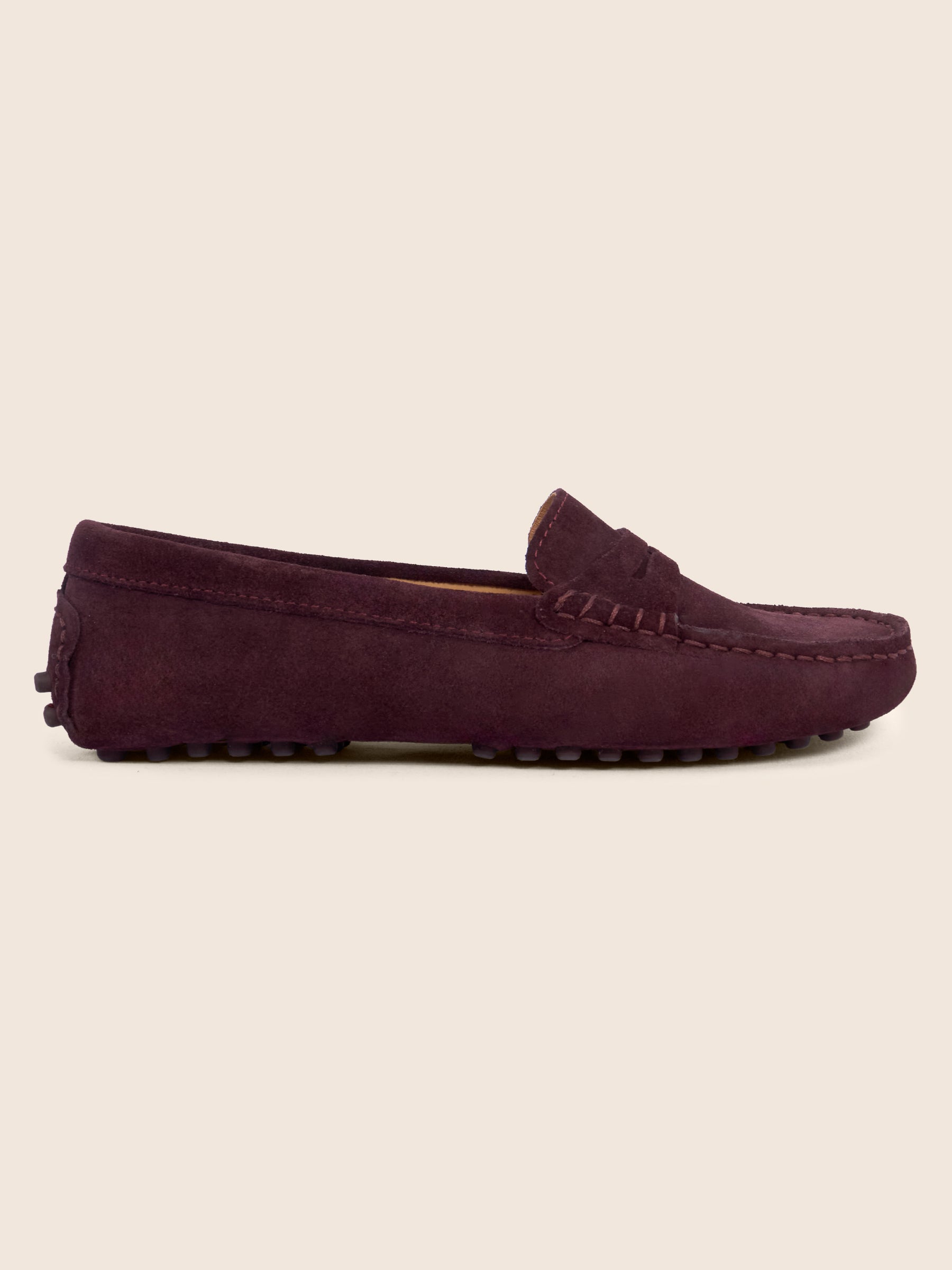 photo vue profil mocassins cuir daim bordeaux jules jenn