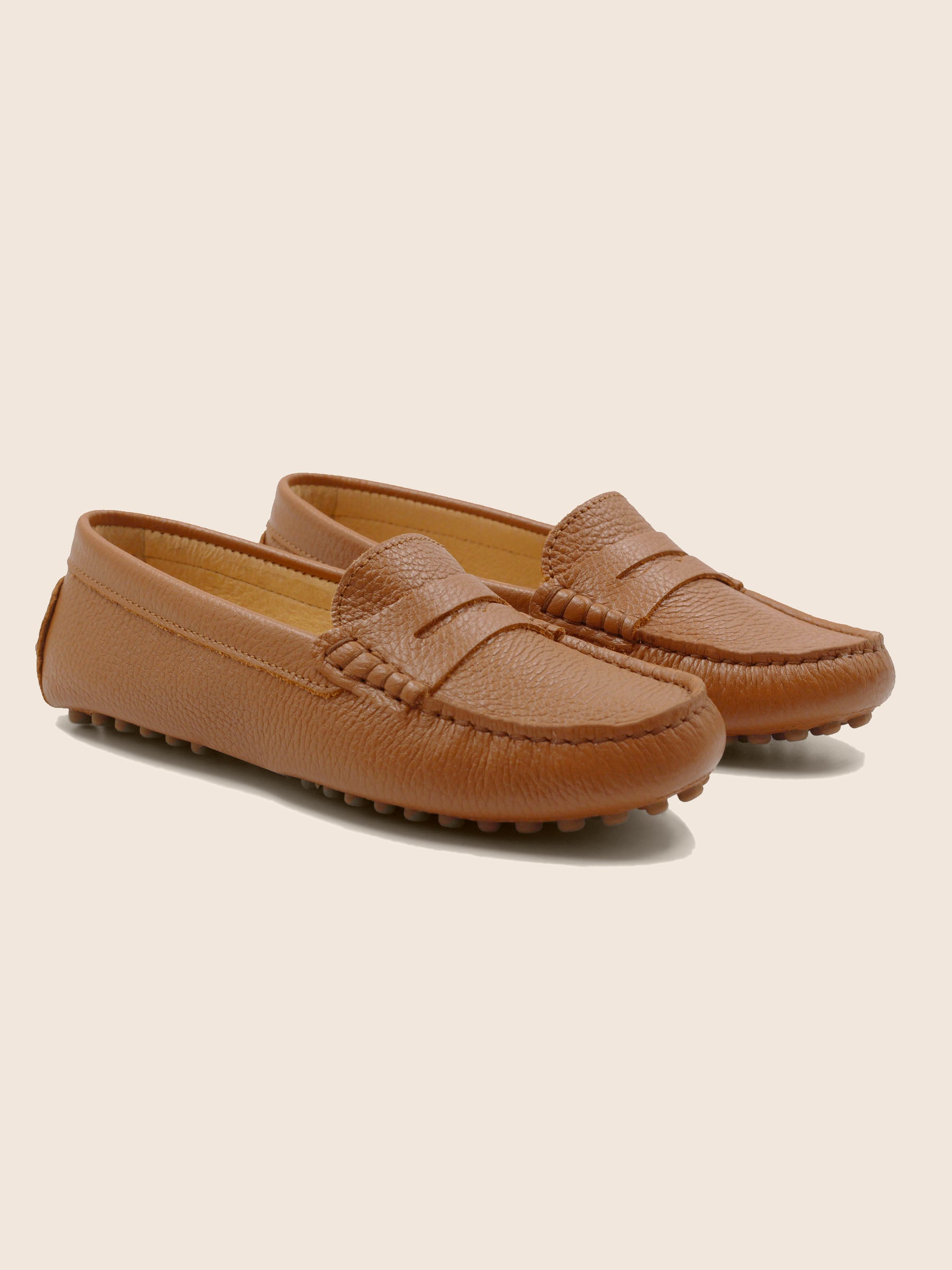 Mocassin Femme Cuir Marron Mocassins Picots Cuir Grainé Camel