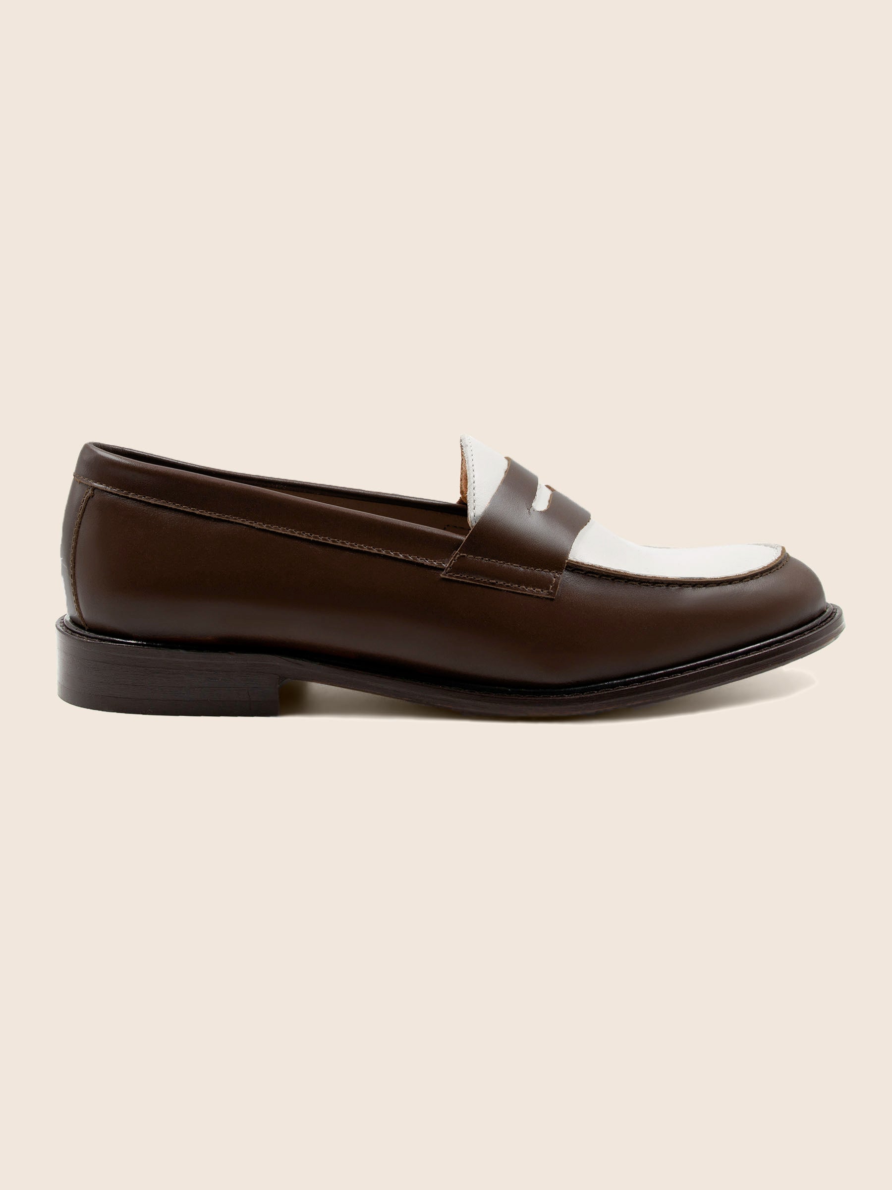vue extérieur mocassins cuir marron blanc jules & jenn