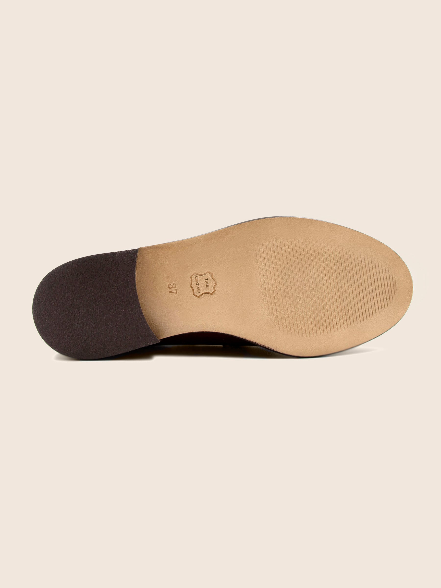 vue dessous mocassins cuir marron blanc jules & jenn