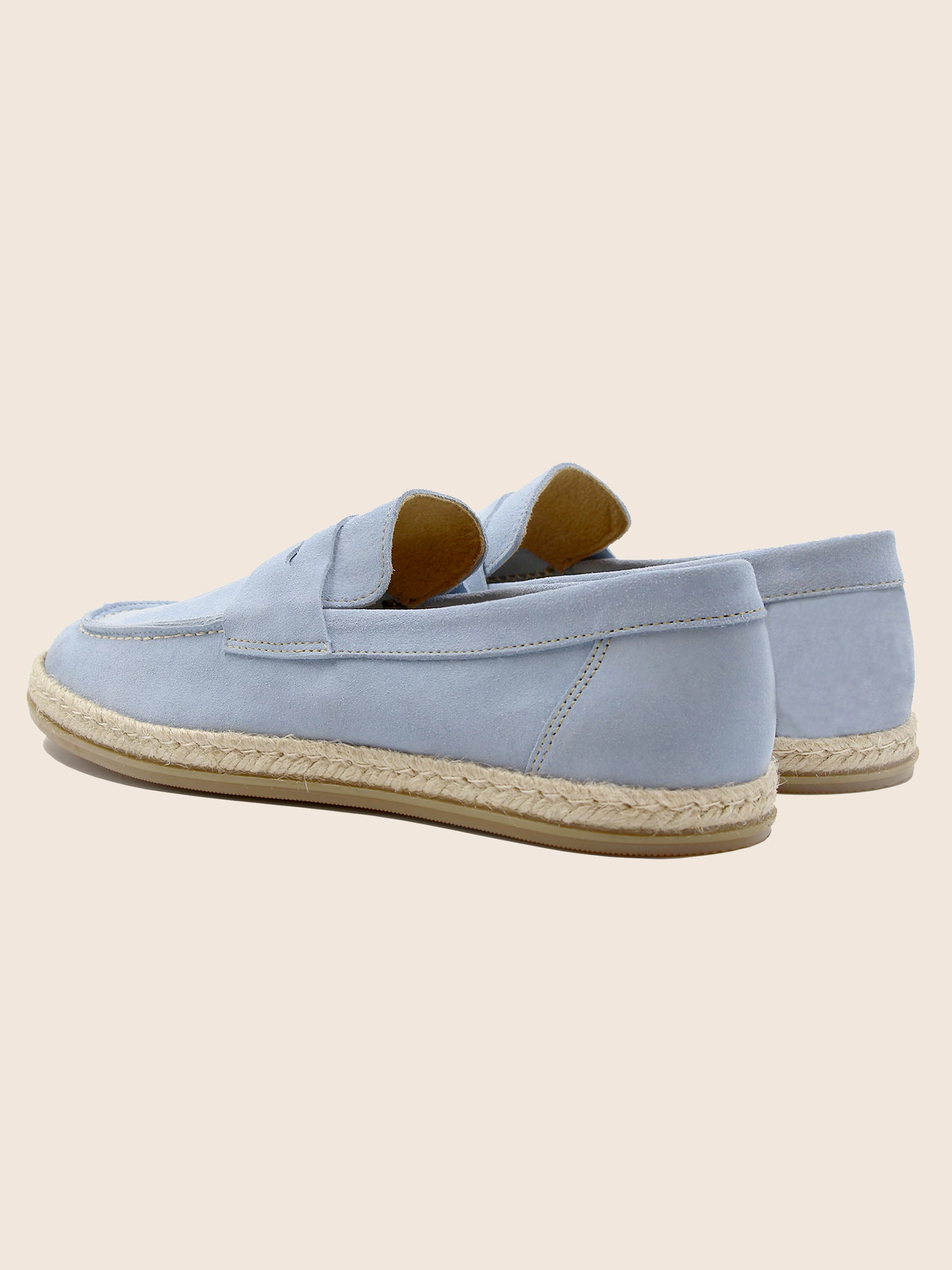 vue arriere mocassins espadrille cuir daim bleu clair jules jenn