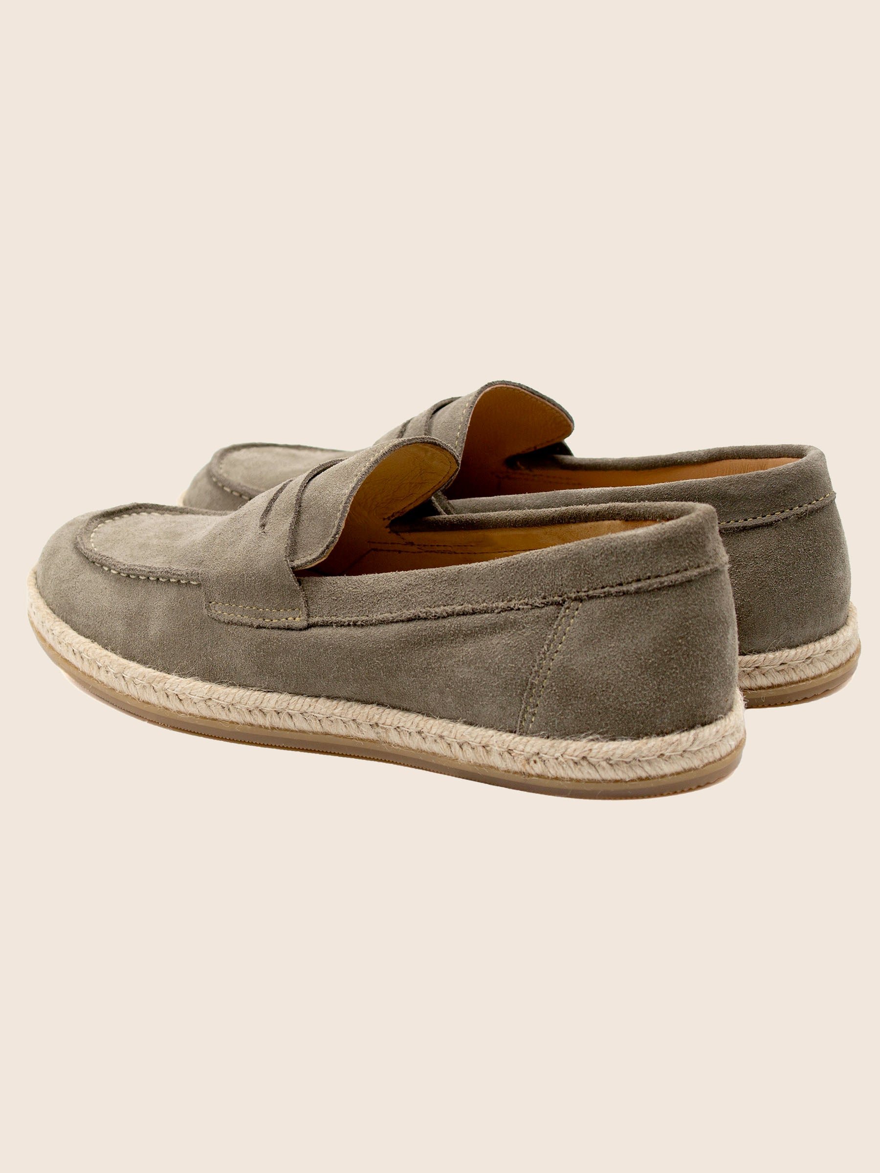 vue arriere mocassins espadrille cuir daim gris jules jenn