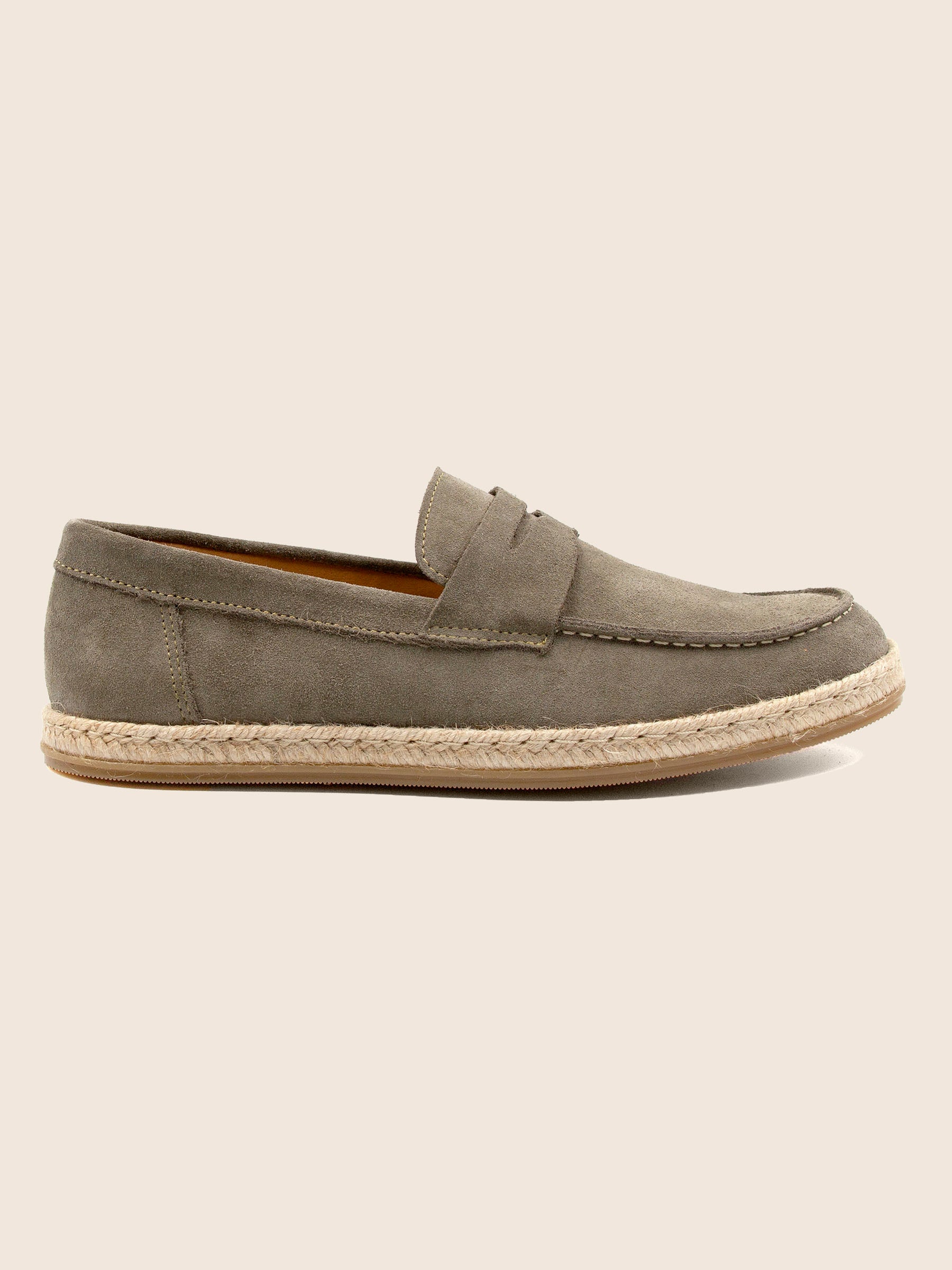 vue profil mocassins espadrille cuir daim gris jules jenn
