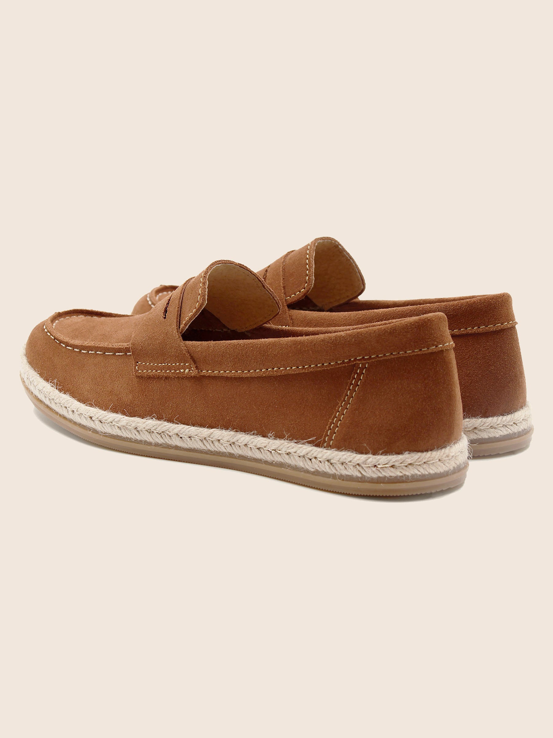 vue arriere mocassins espadrilles cuir daim cognac jules jenn