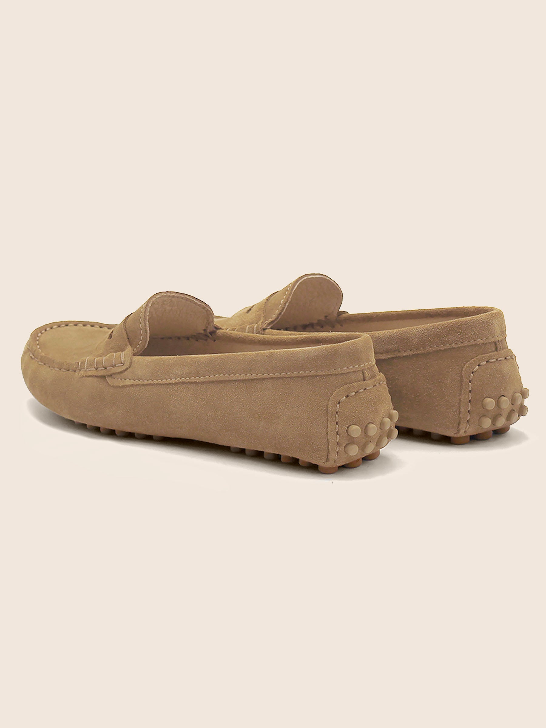 vue arriere mocassins femme cuir daim marron clair jules jenn