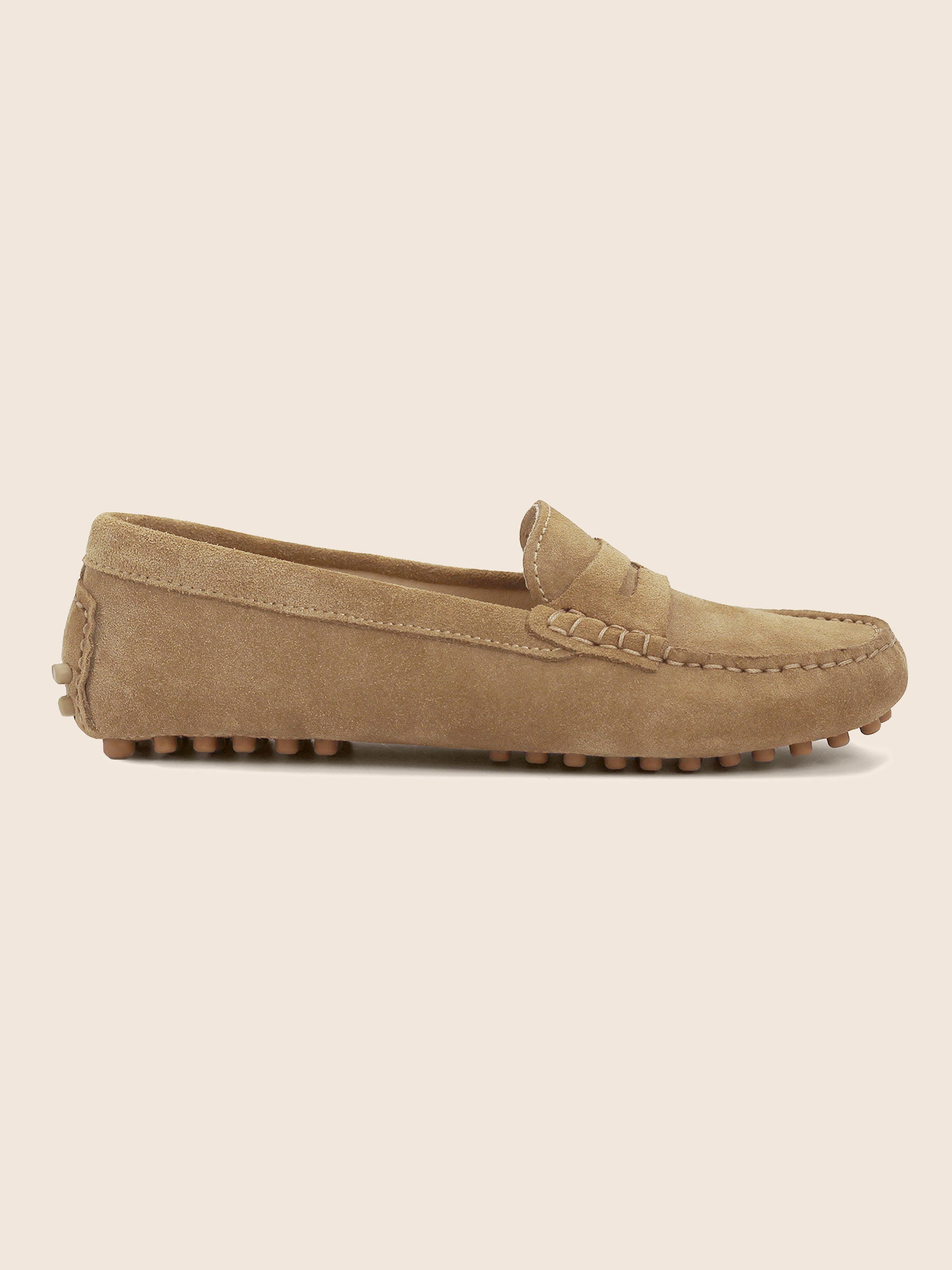 vue exterieur mocassins femme cuir daim marron clair jules jenn