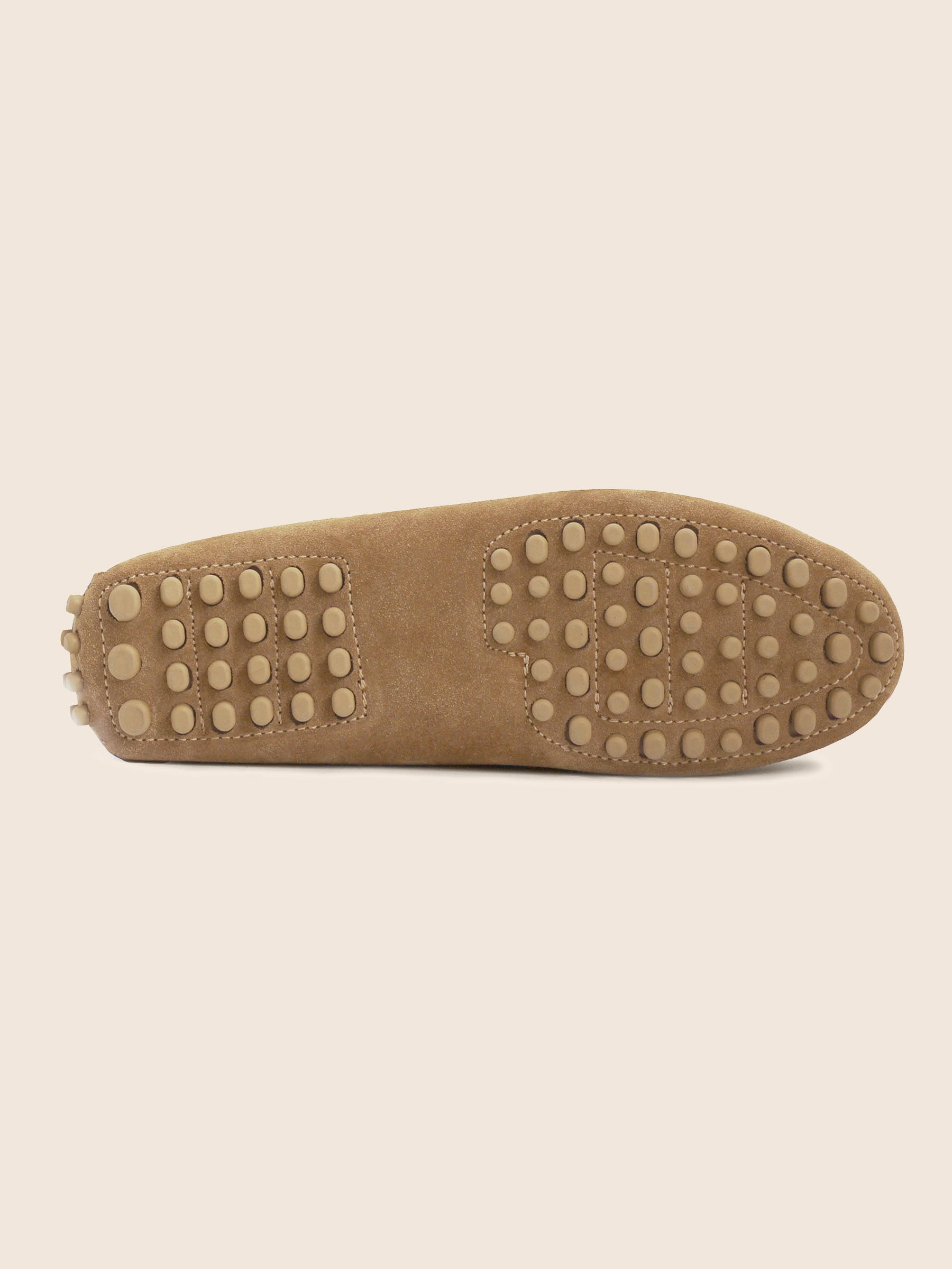 vue dessous mocassins femme cuir daim marron clair jules jenn