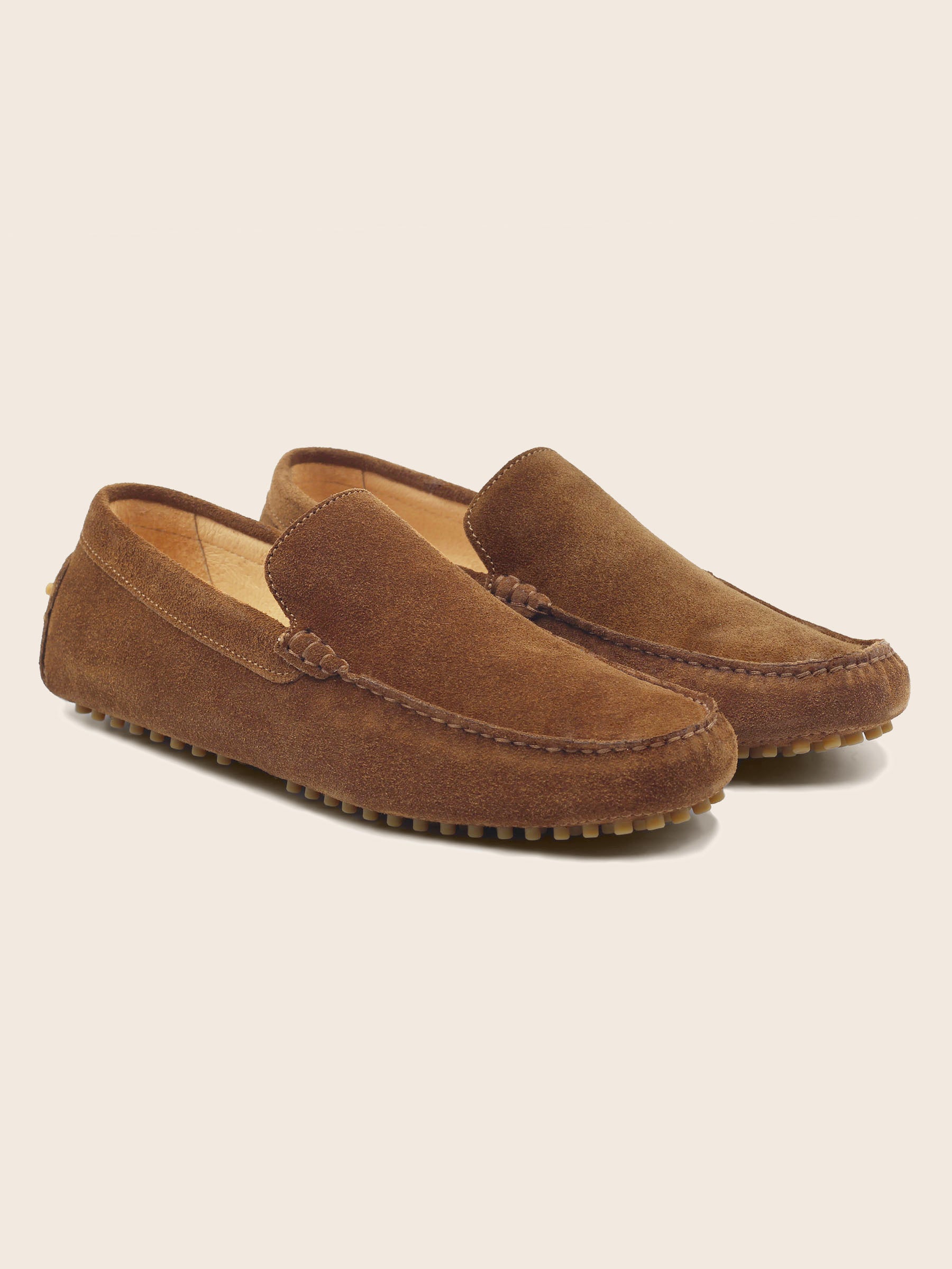mocassins homme cuir daim cognac