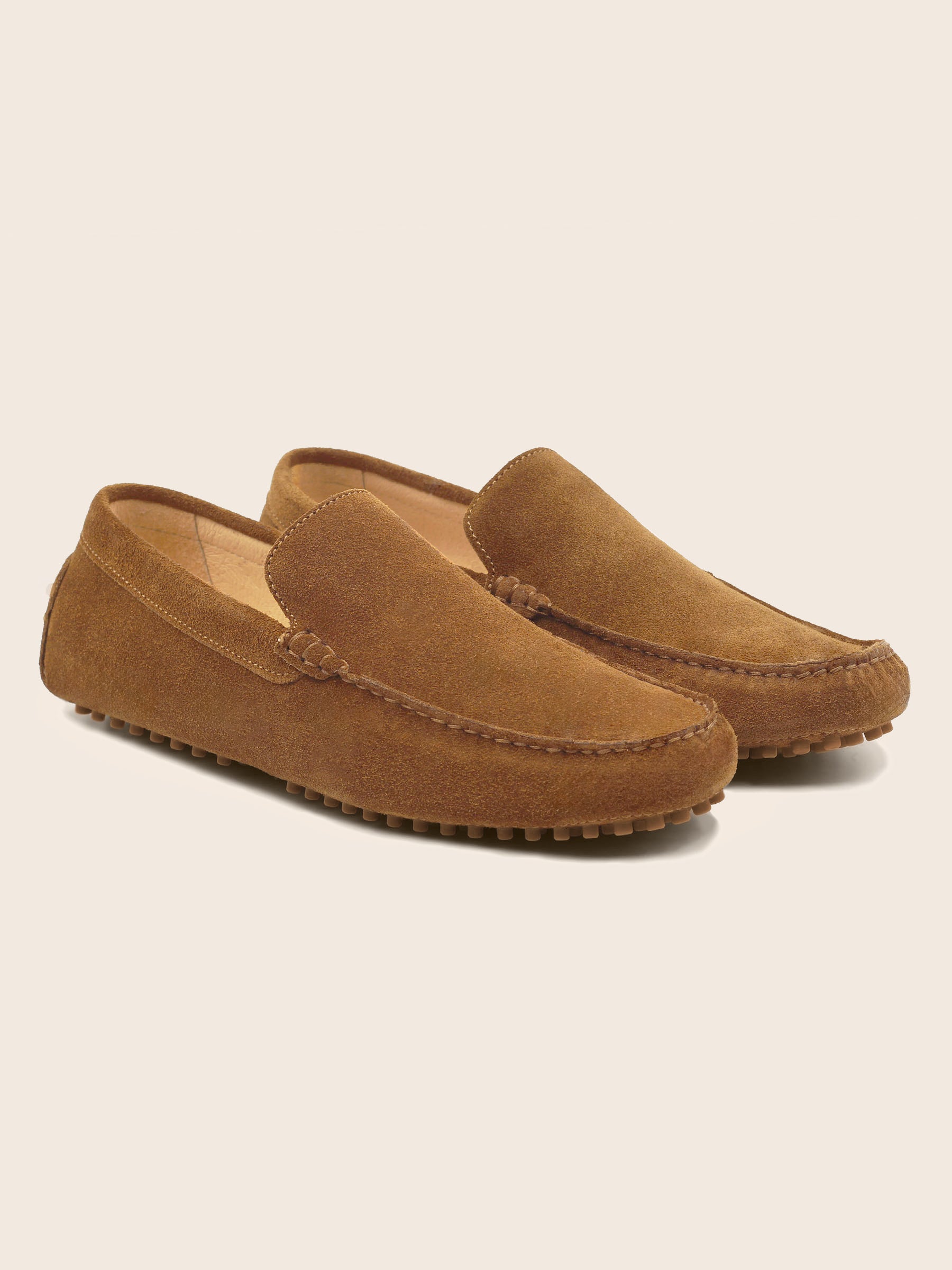 vue avant mocassins homme cuir daim cognac jules jenn