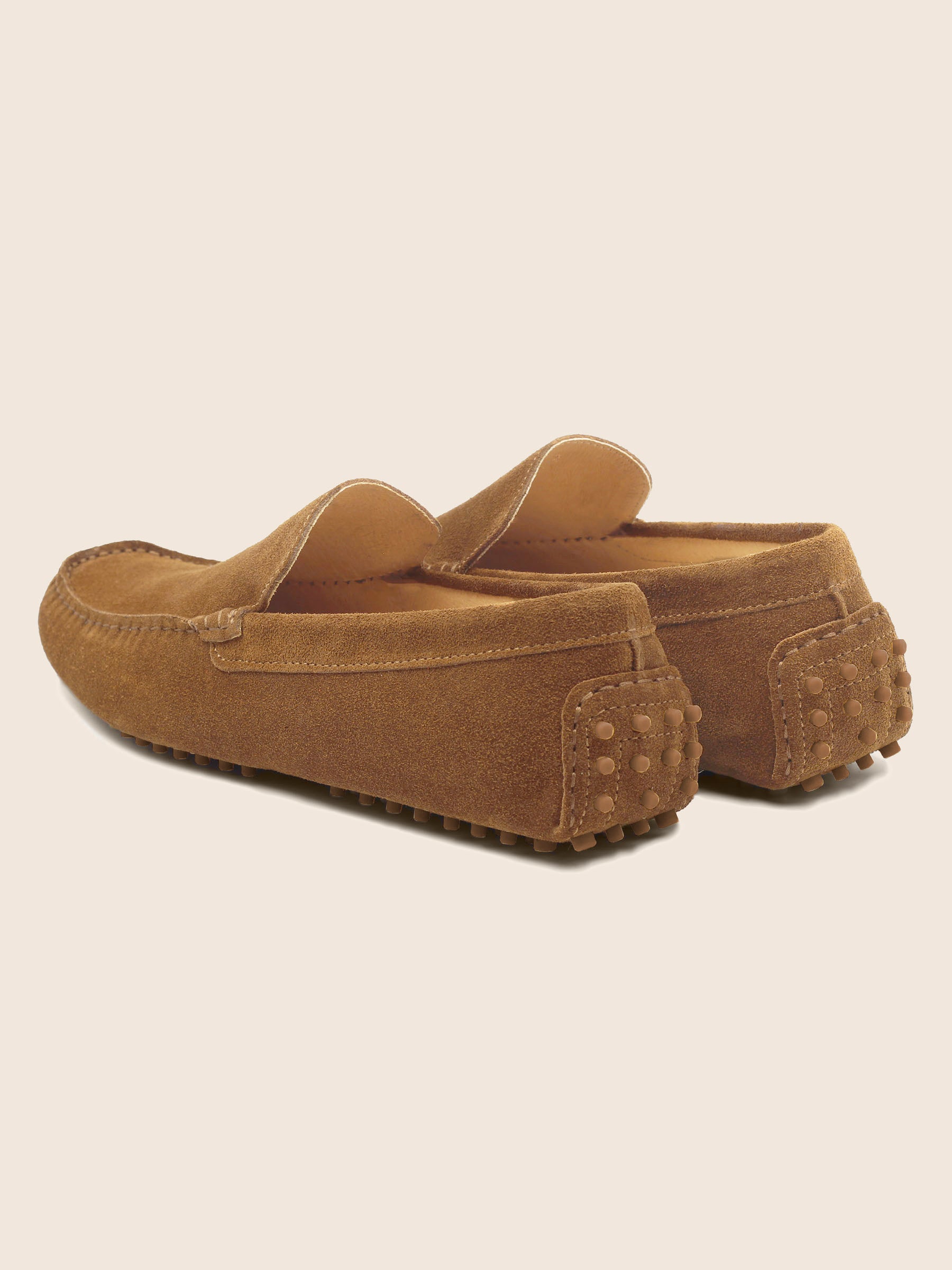 vue arrière mocassins homme cuir daim cognac jules jenn