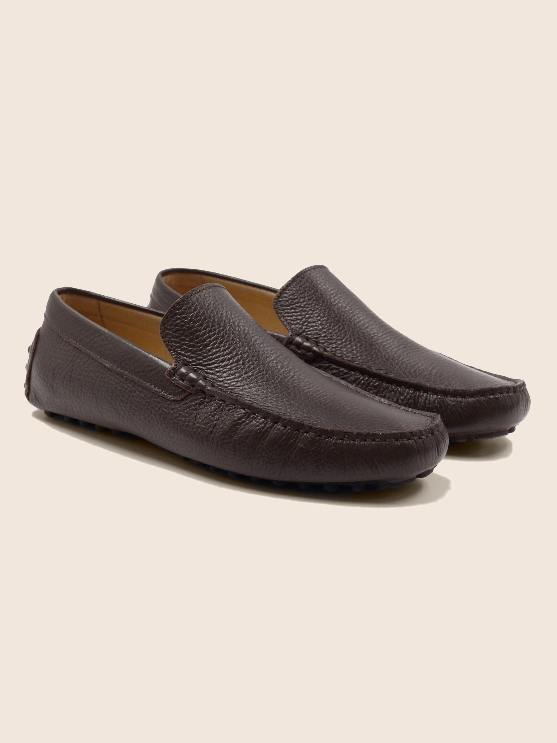 mocassins homme cuir graine marron