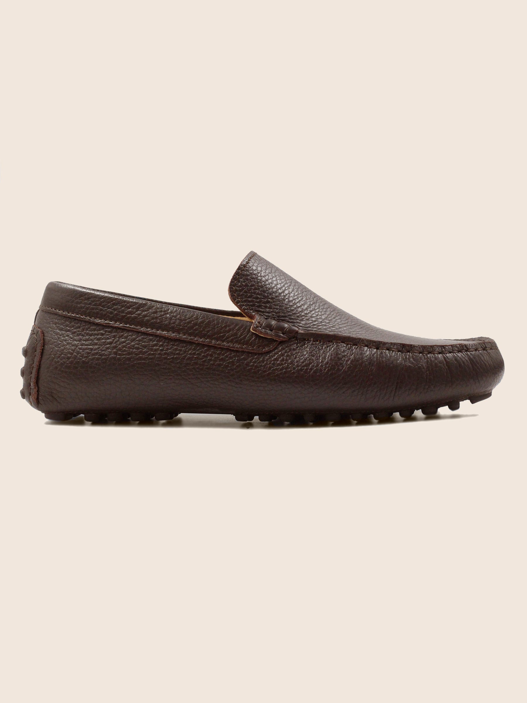 vue exterieur mocassins homme cuir graine marron