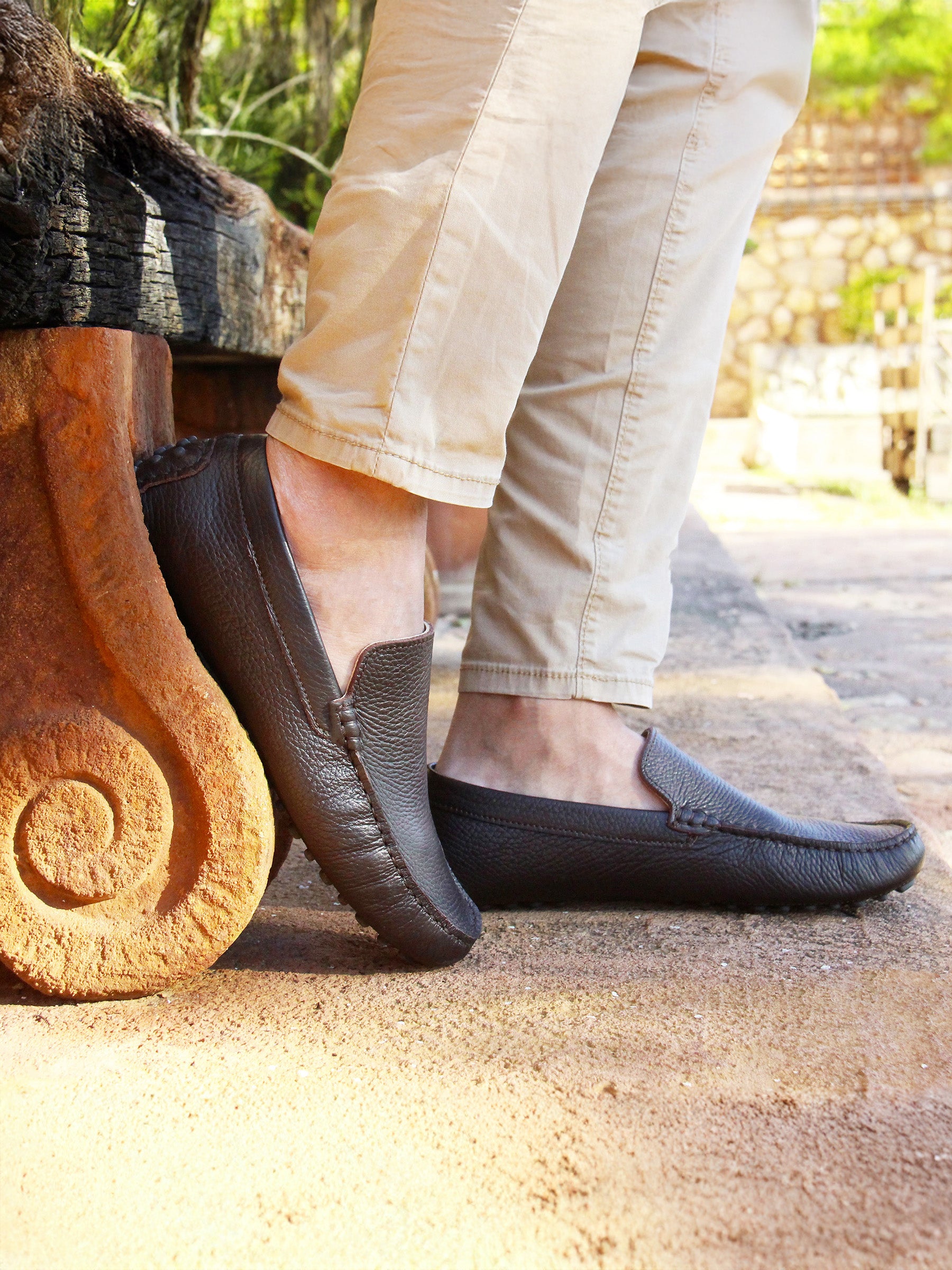 vue portée mocassins homme cuir graine marron jules jenn