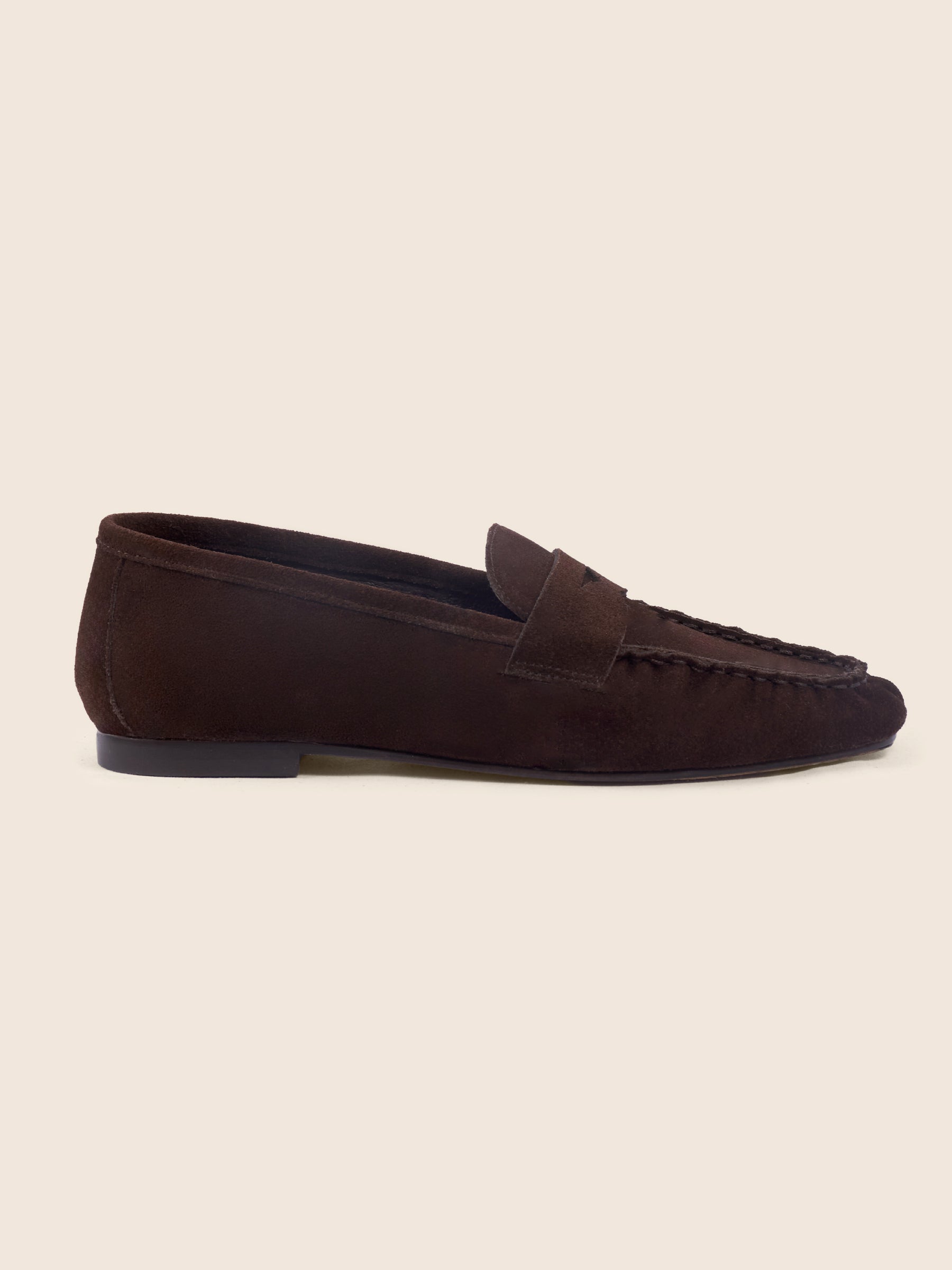 photo vue profil mocassins plissés thais cuir daim marron jules jenn