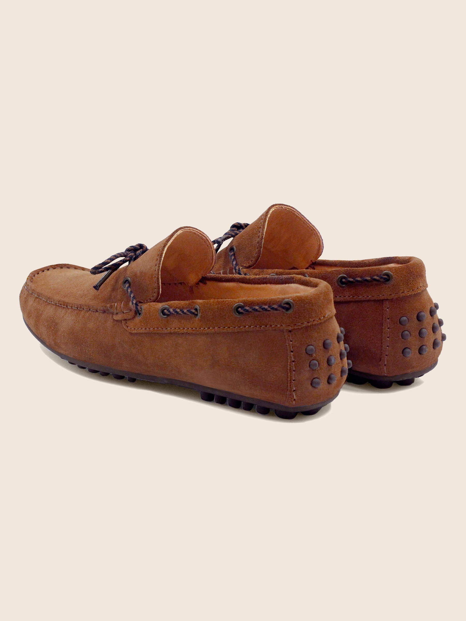 vue arriere mocassins tradition cuir daim cognac jules jenn