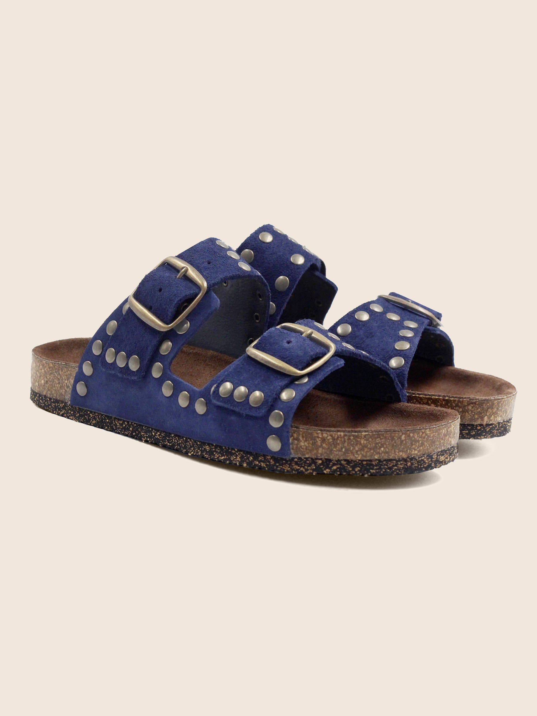 mules liege cloutees cuir daim bleu jules jenn