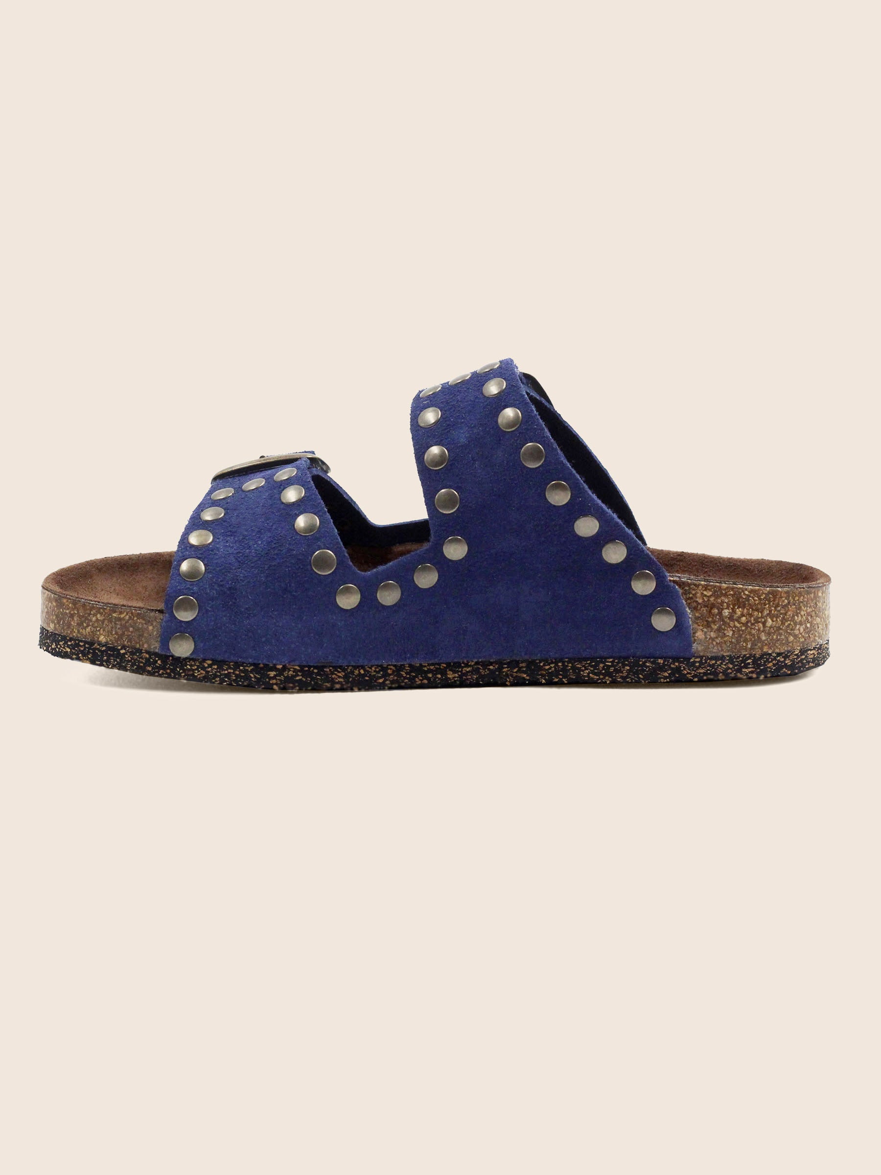 vue interieur mules liege cloutees cuir daim bleu jules jenn