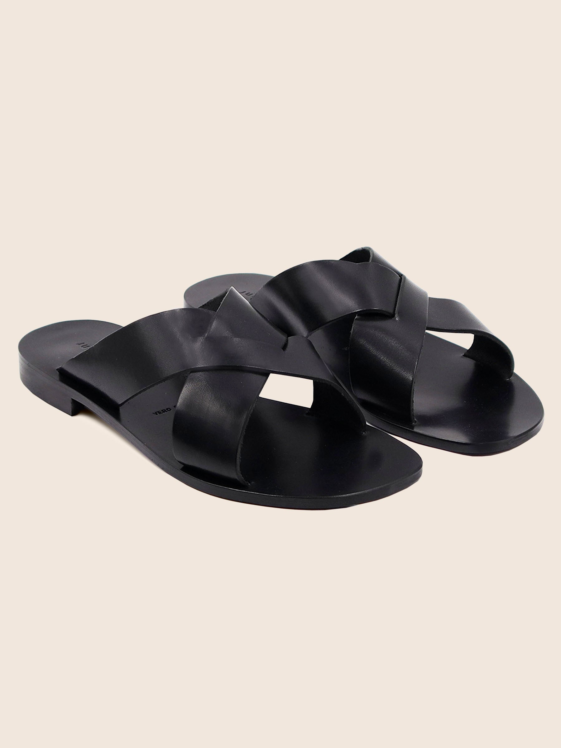 mules plates cuir noir jules & jenn