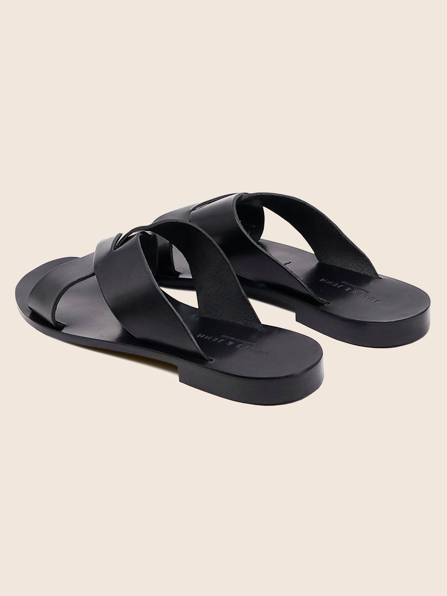 vue arrière mules plates cuir noir jules & jenn