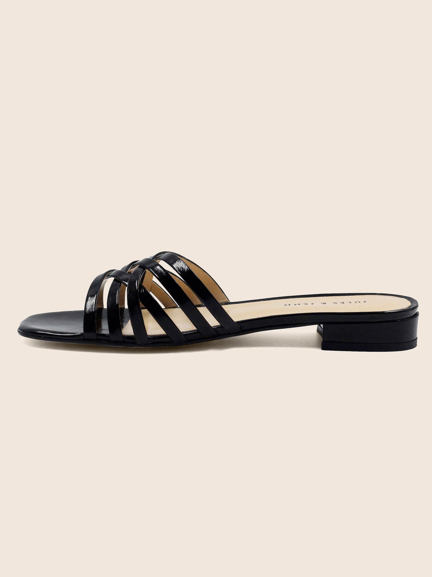 vue interieur mules plates multibrides cuir noir jules jenn