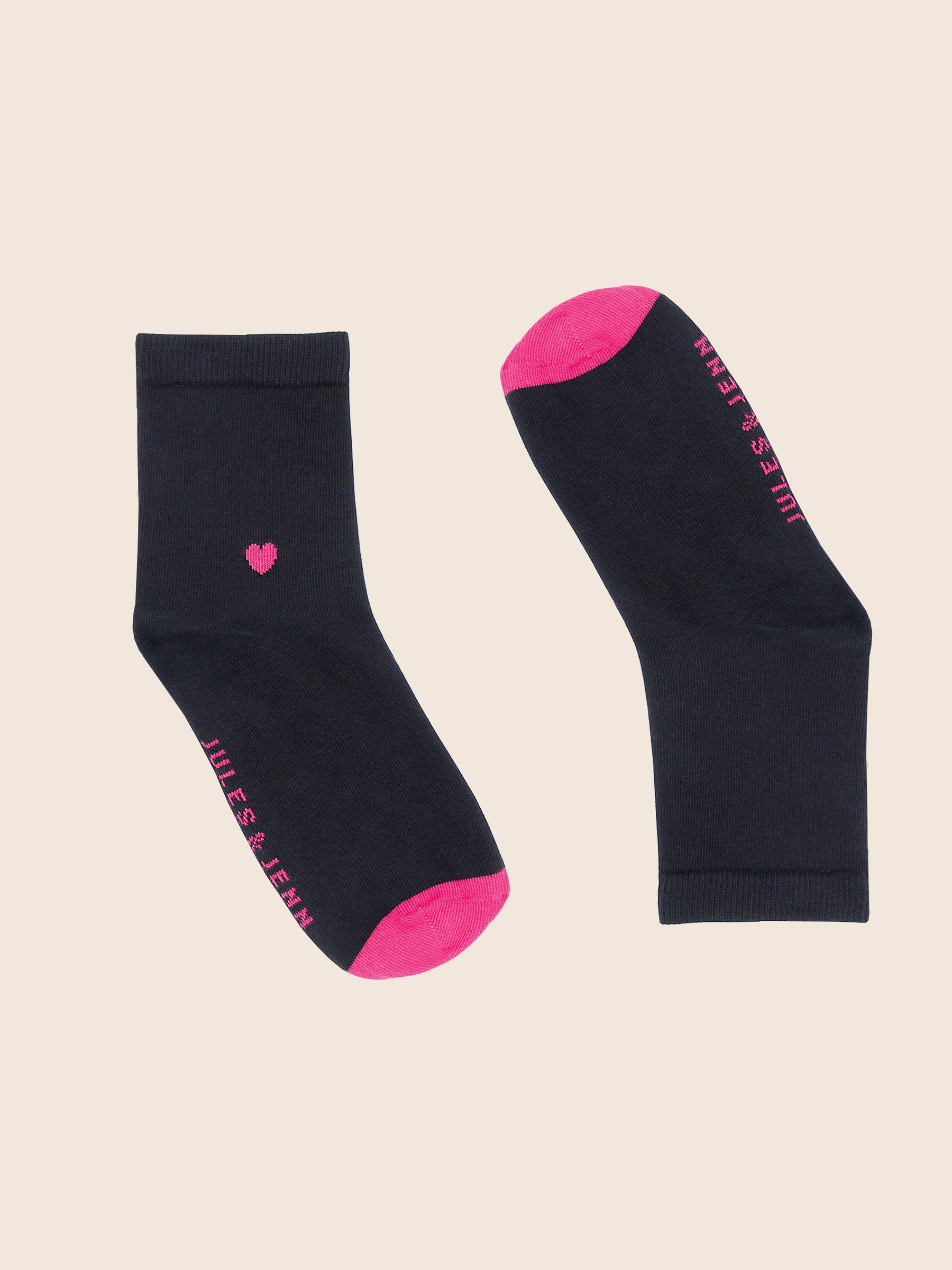 chaussettes coeur noir fushia pack jules jenn