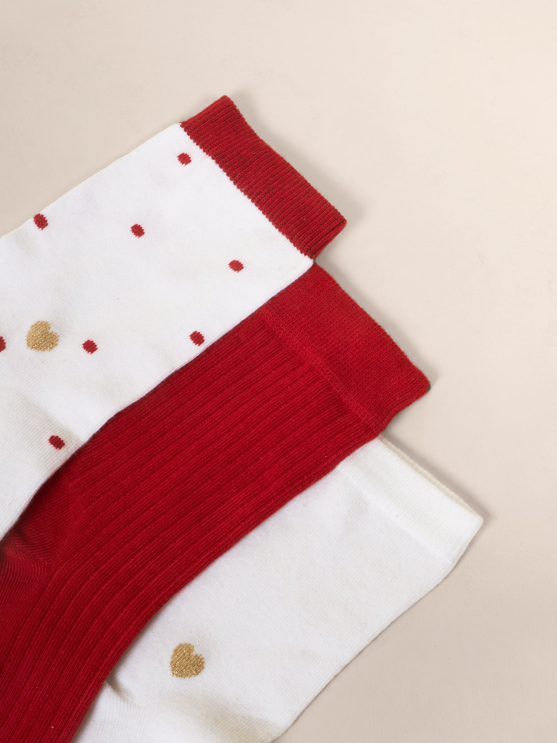 photo vue détail pack chaussettes rouge blanc jules & jenn