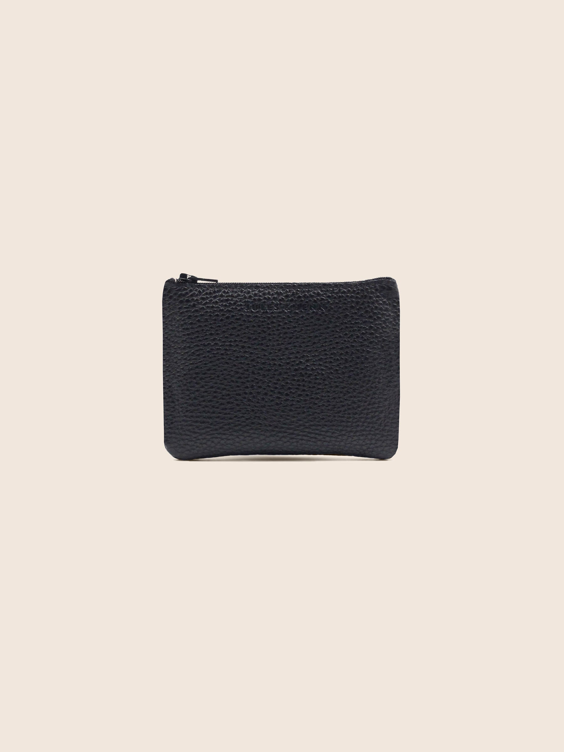 pochette cuir graine upcycle noir petit modele jules jenn