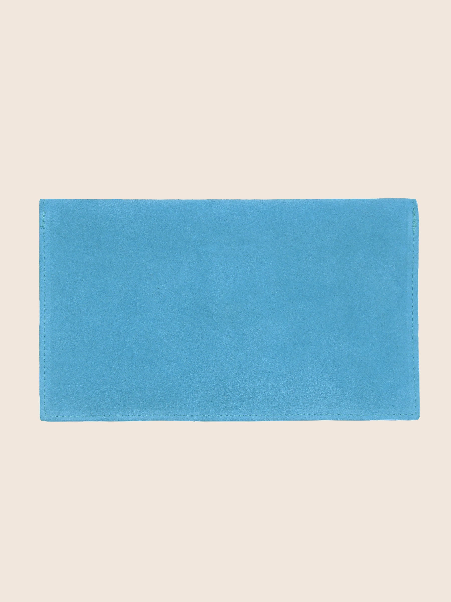 vue arriere pochette enveloppe cuir daim upcycle bleu azur jules jenn