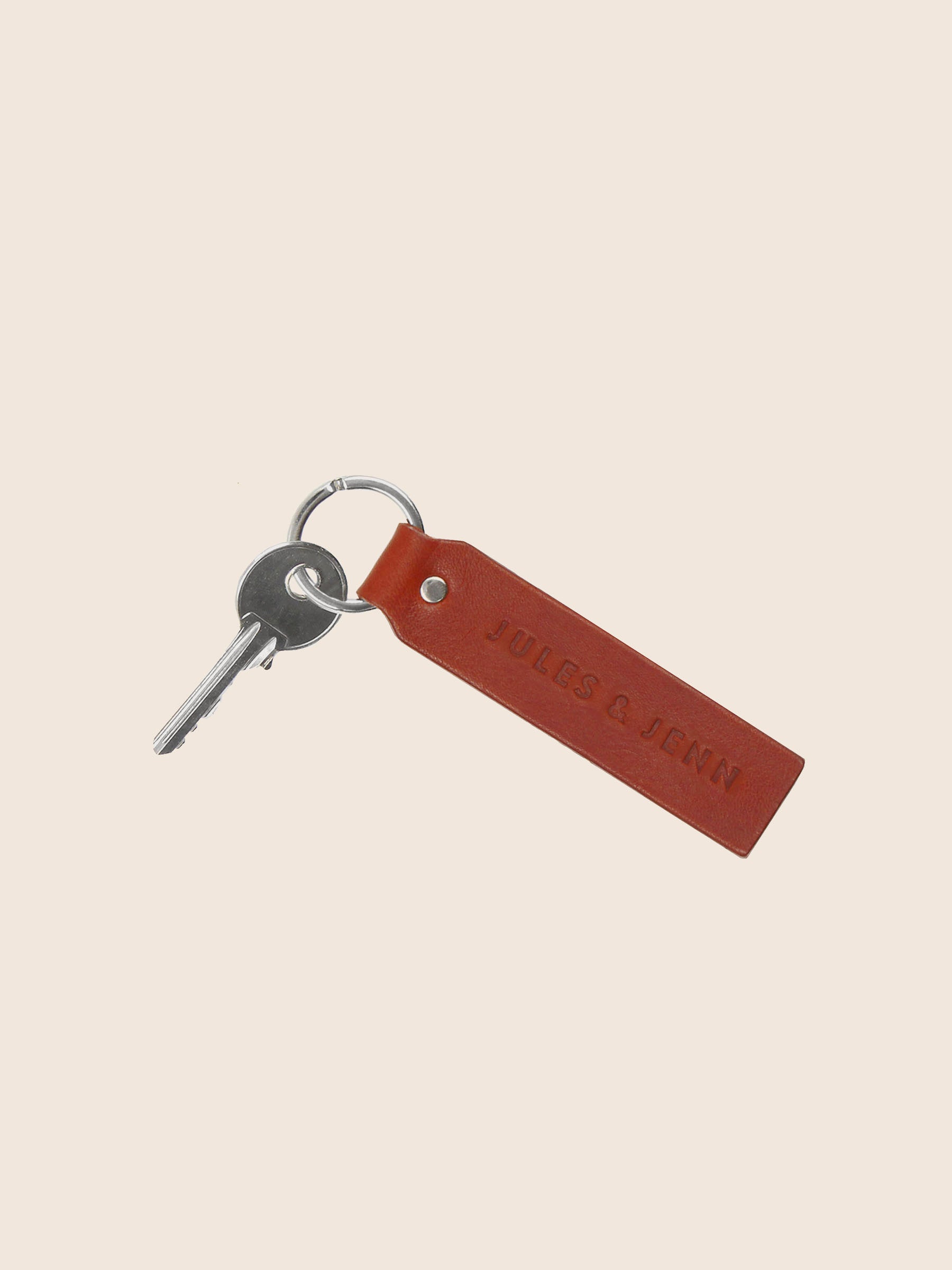 Porte-clés gravé cuir upcyclé rouge