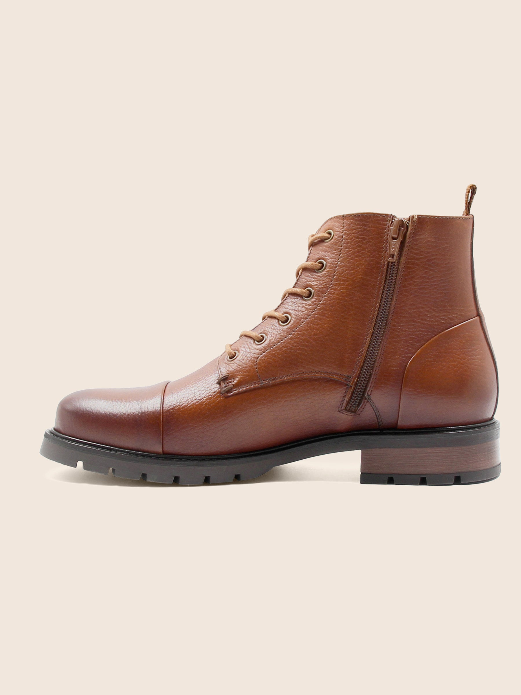 vue interne ranger boots cuir graine camel jules jenn