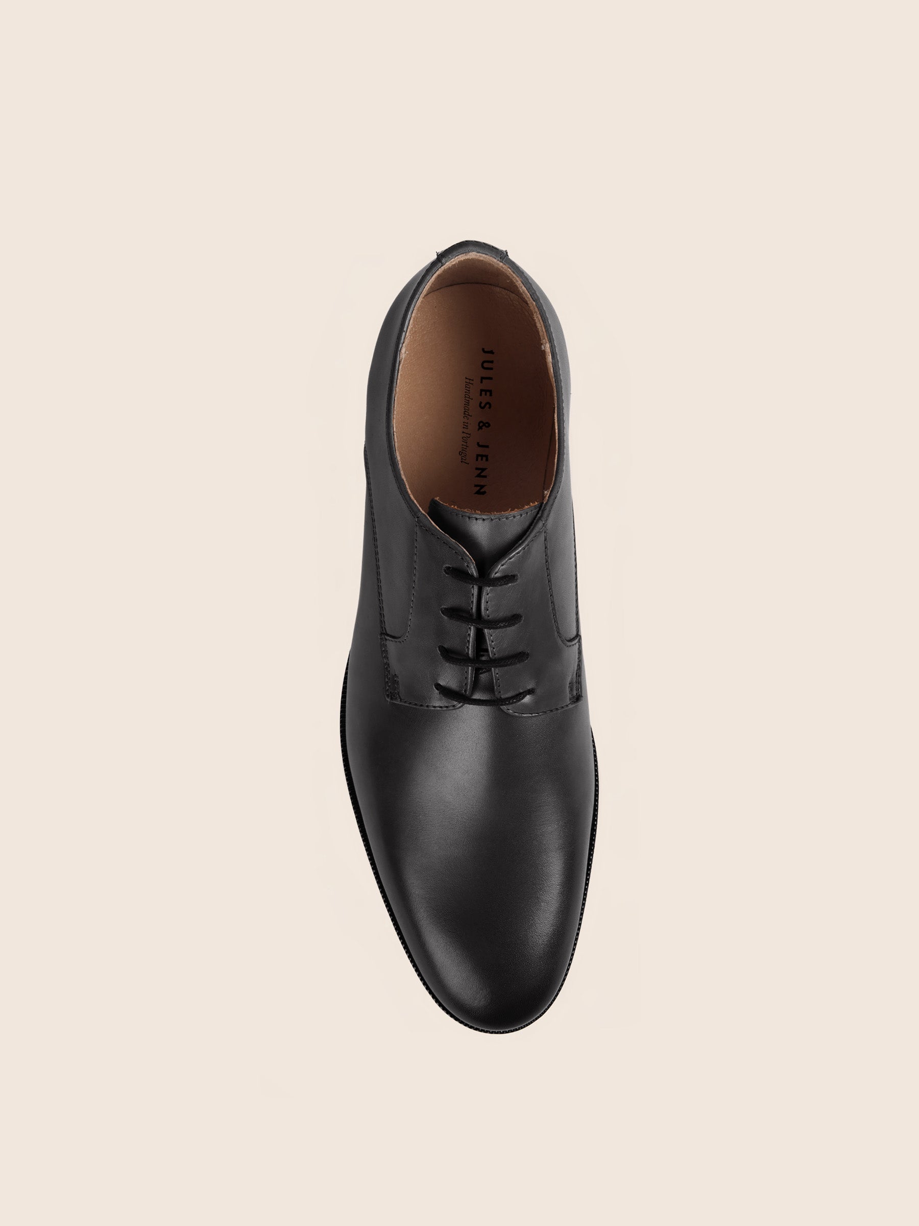 vue dessus richelieu cuir noir jules jenn