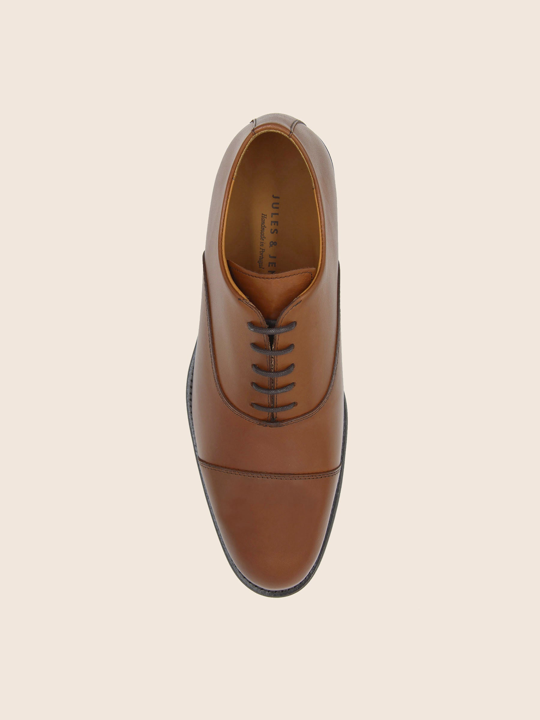 vue dessus richelieu oxford cuir cognac jules jenn