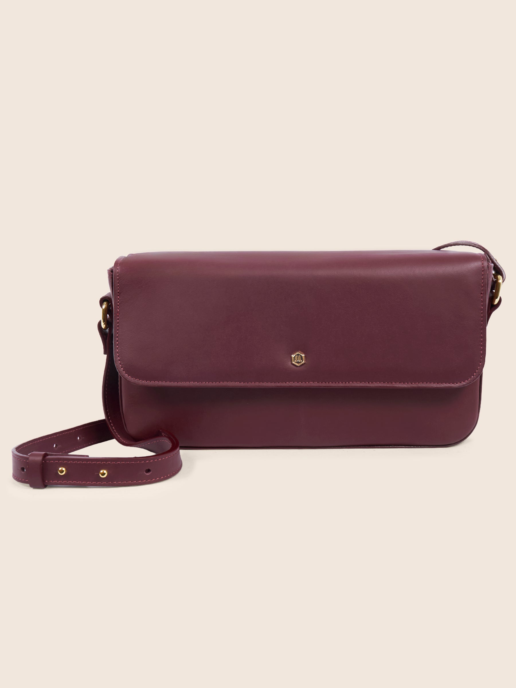 sac baguette cuir bordeaux vue face jules jenn