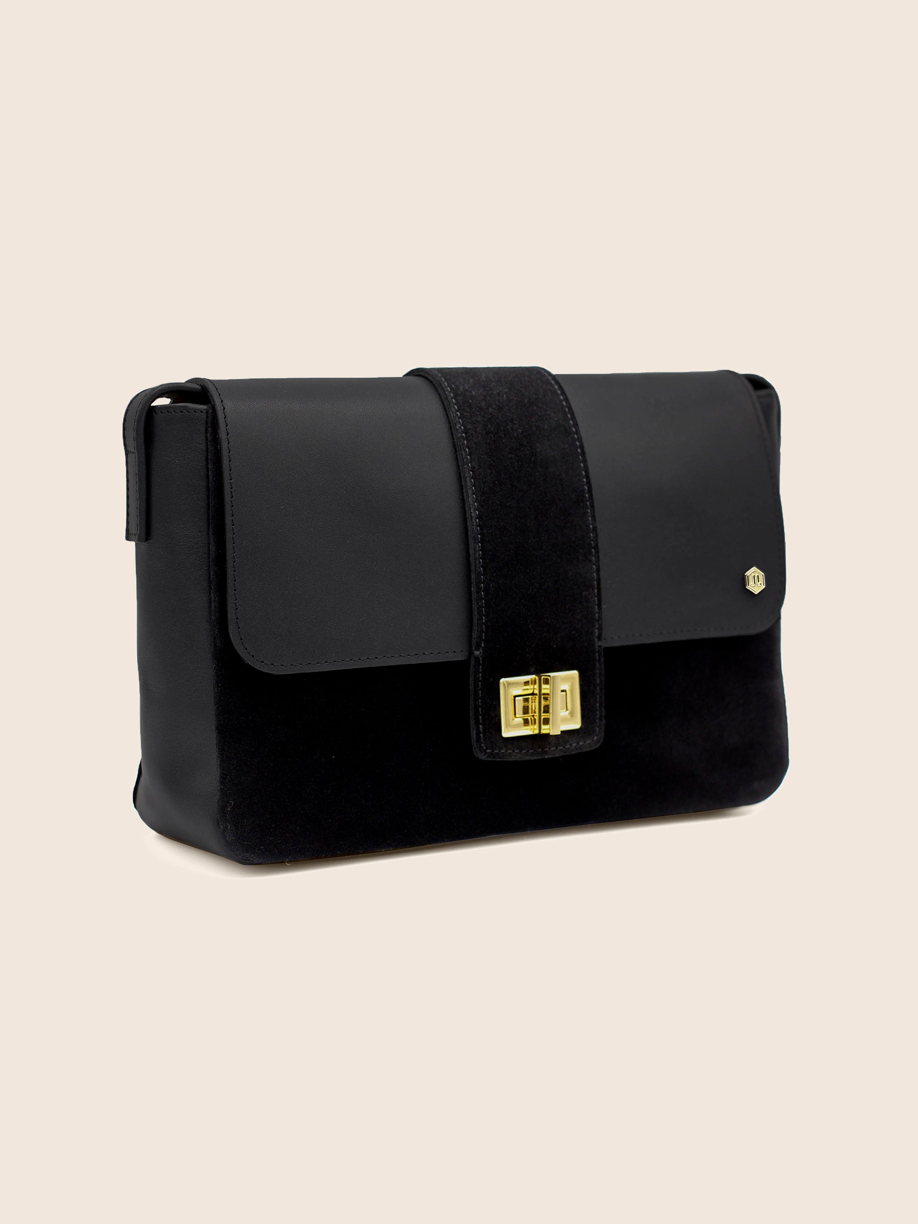 vue côté sac bandoulière cuir noir jules jenn