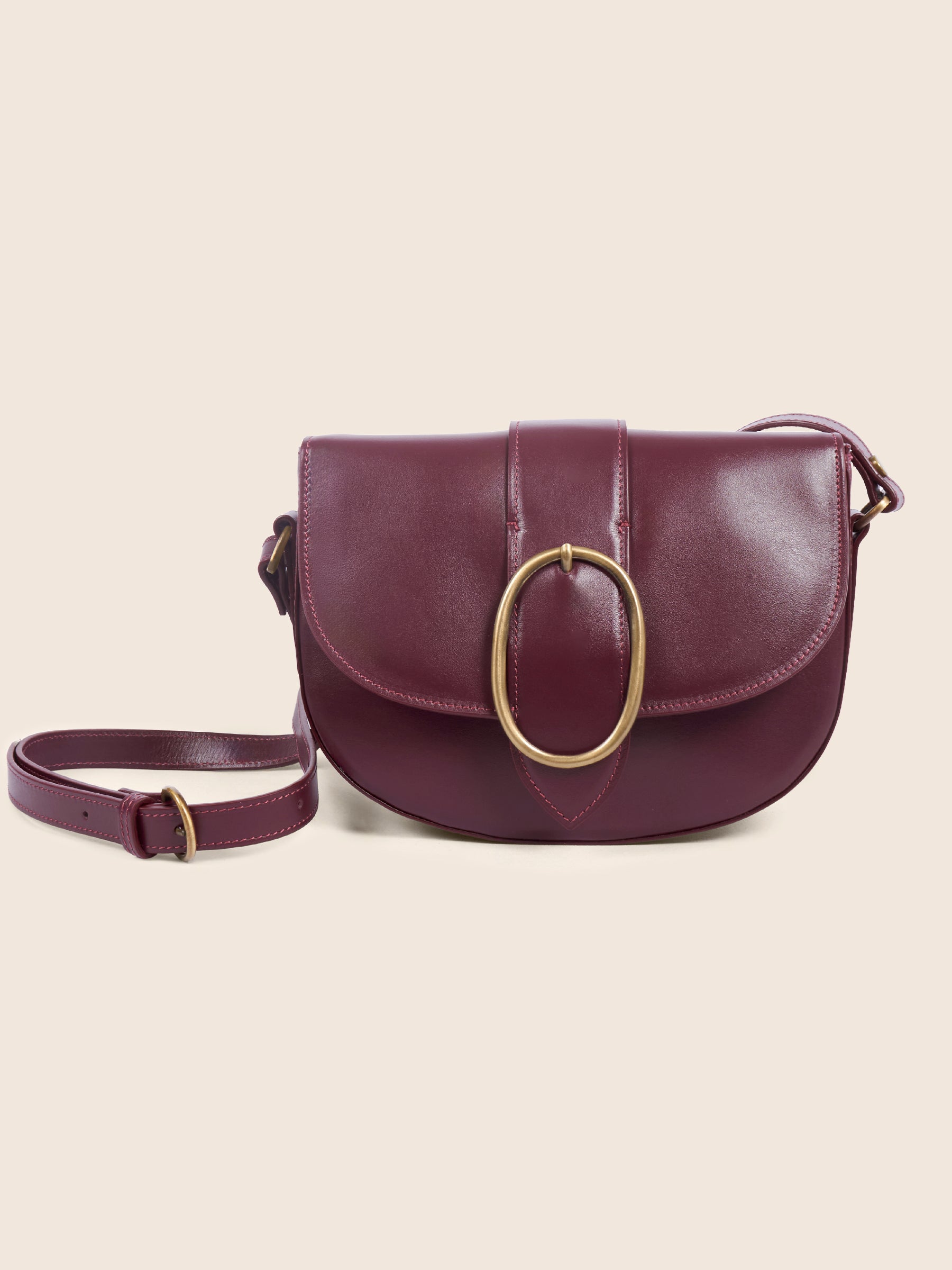 sac boucle cuir bordeaux vue face jules jenn