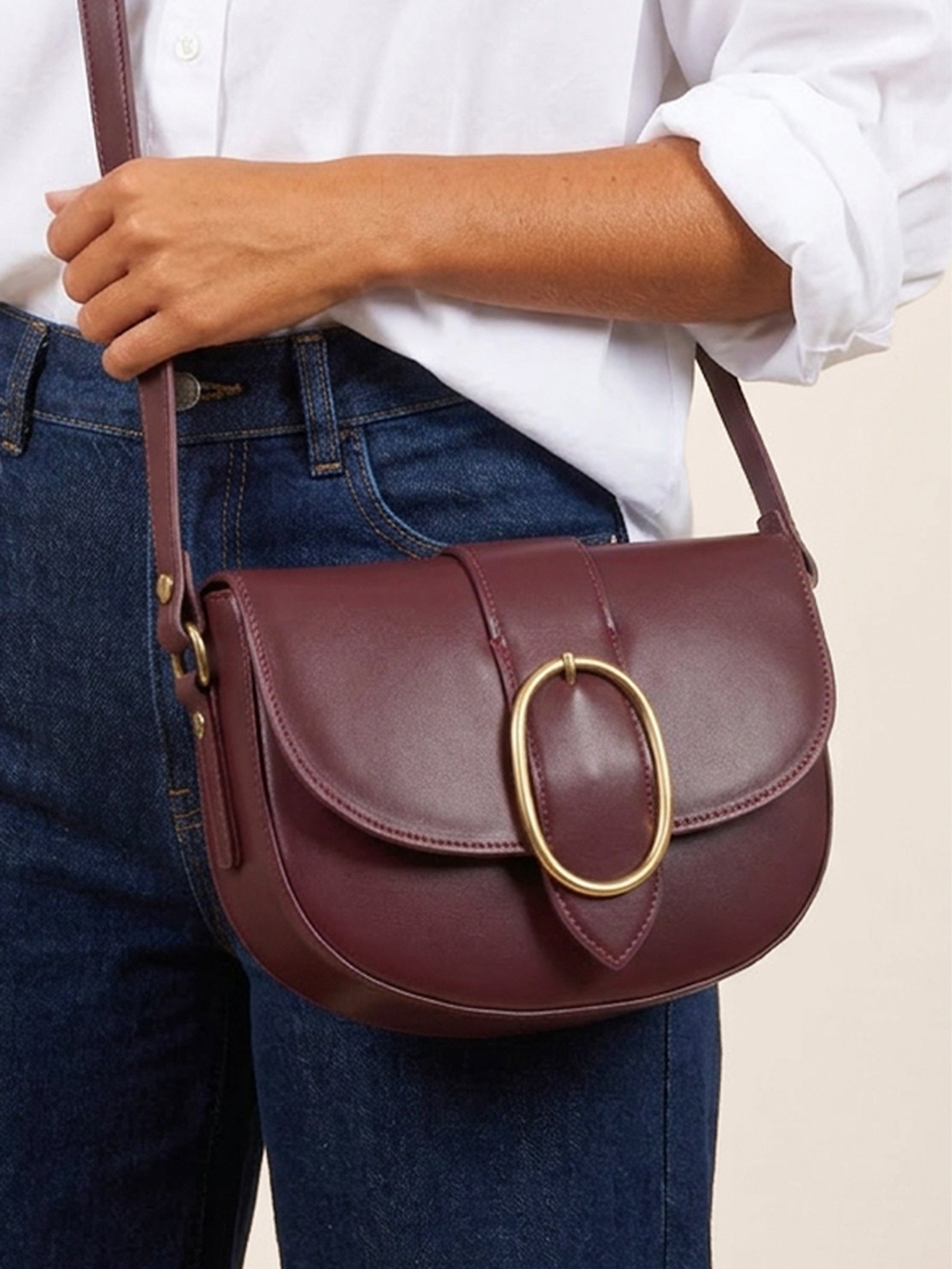sac boucle cuir bordeaux vue portée jules jenn