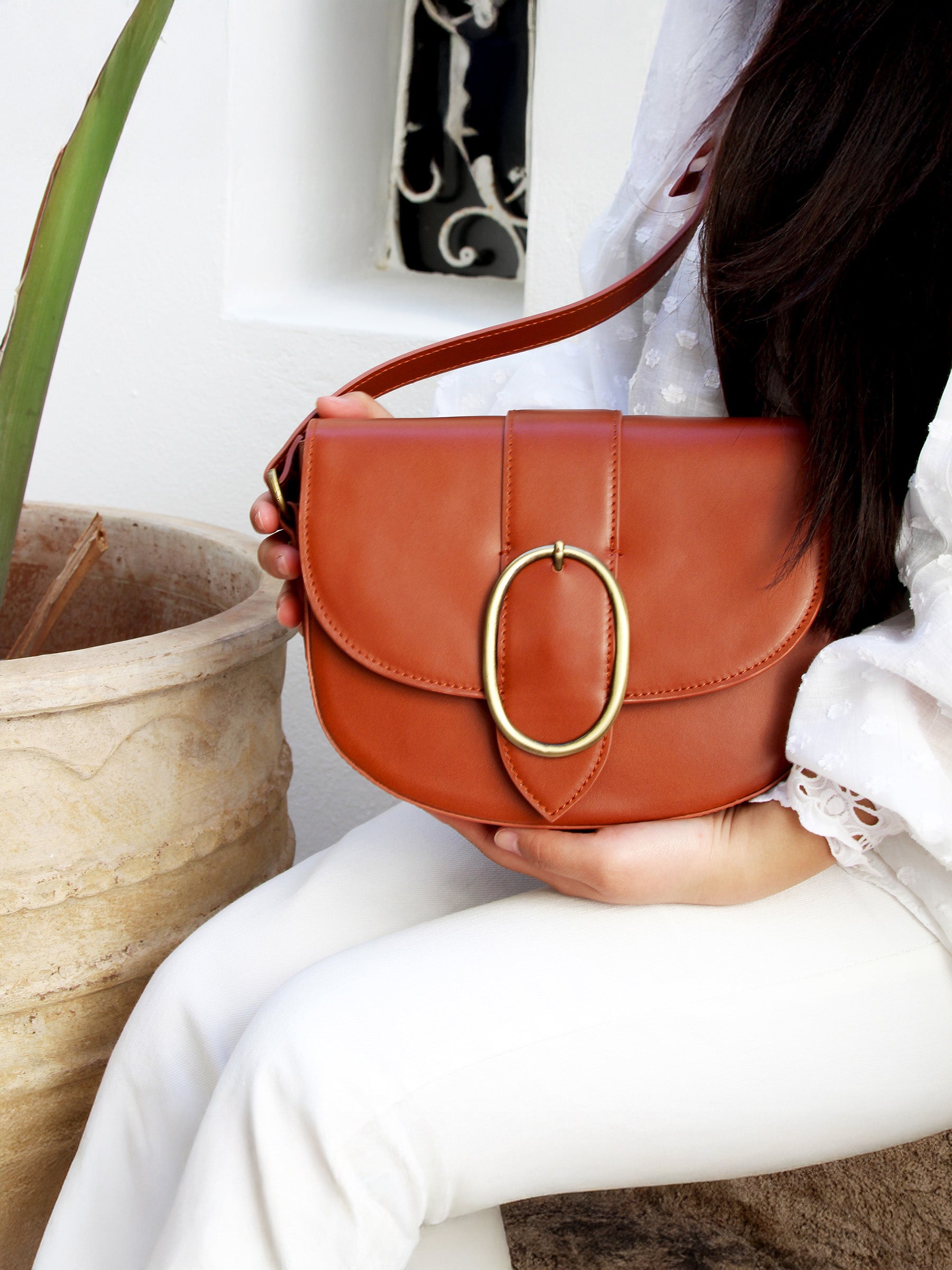 vue portée sac boucle cuir brique jules jenn